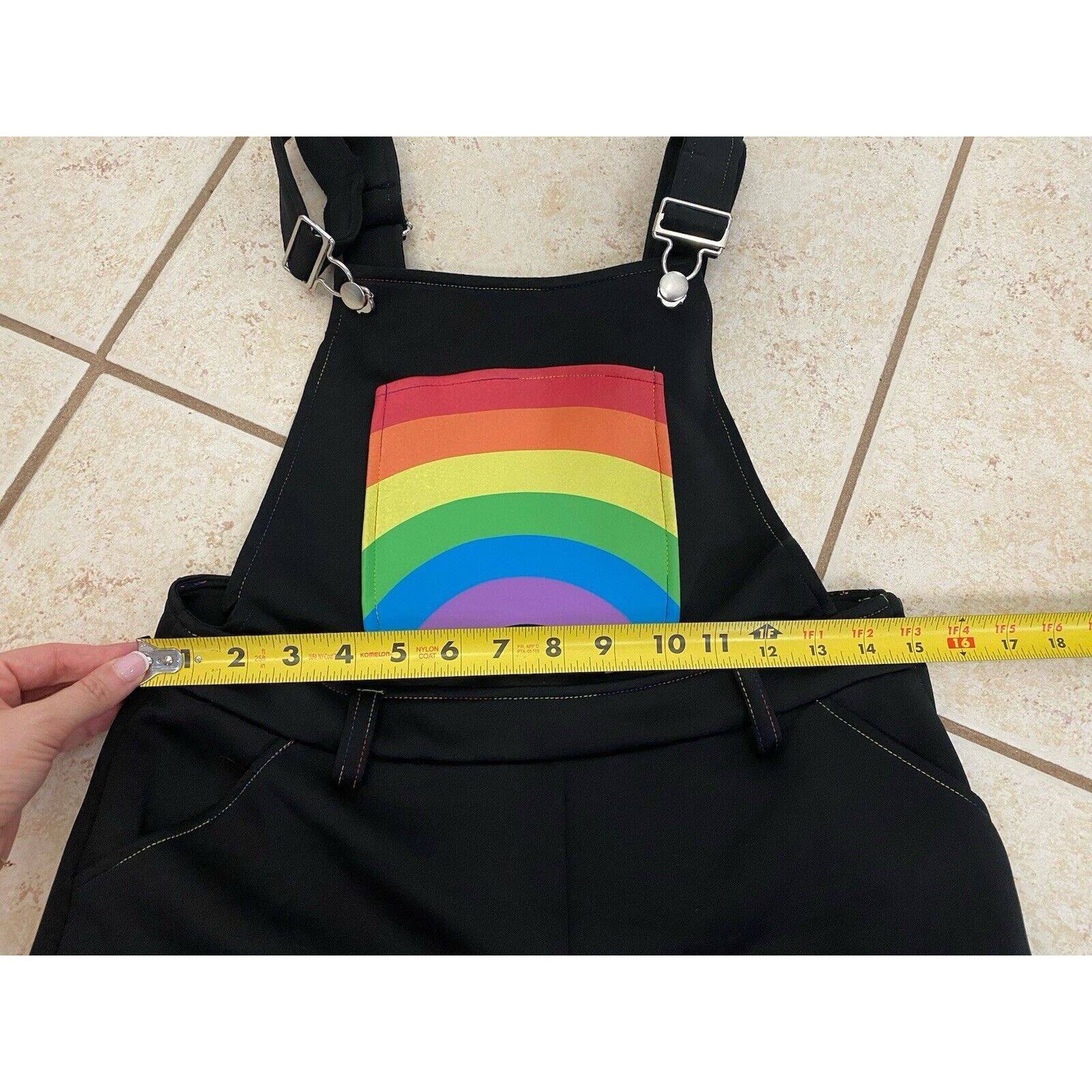 Other Hot Topic Rainbow Black Shortalls Rainbow Thread Overalls Size 28" / US 6 / IT 42 - 7 Thumbnail