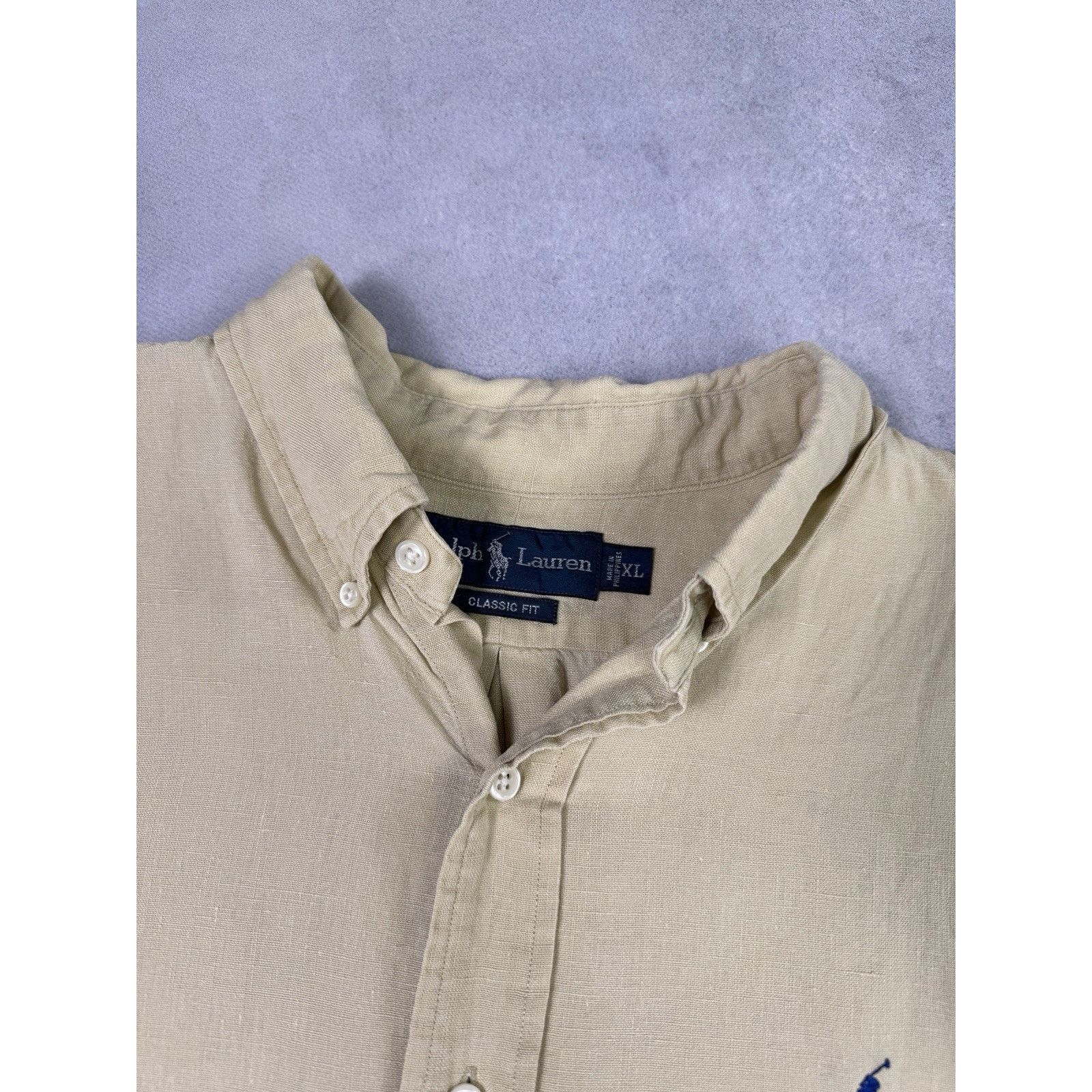 Ralph Lauren Vintage Polo Ralph Lauren Short Sleeve Liven Shirt Beige Size US XL / EU 56 / 4 - 5 Thumbnail
