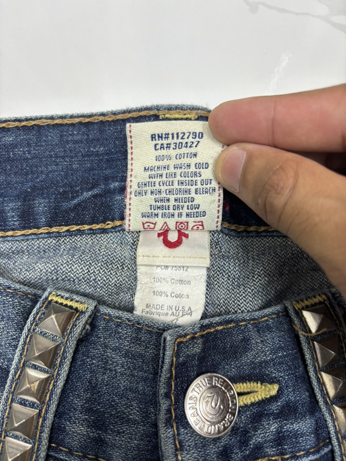 True Religion TRUE RELIGION METAL STUDDED FLARE JEANS BOOTCUT BILLY Size 31" - 11 Thumbnail
