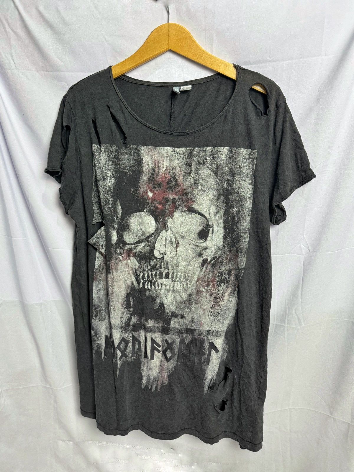 image of Hysteric Glamour x If Six Was Nine Japanese Distressed Skulls Divided Tees Lgb Style in Faded Black