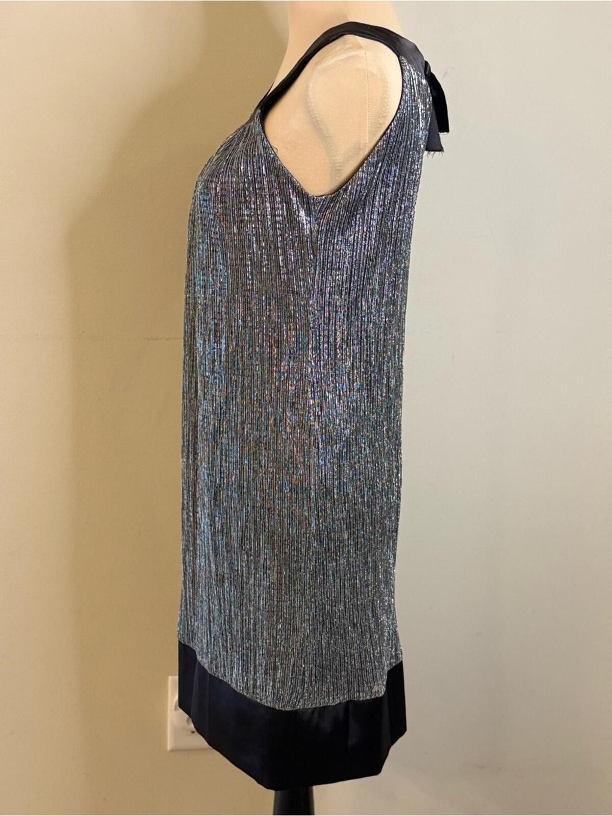Other Enfocus Studio bow sheath dress sleeveless silver black SZ 4 Size S / US 4 / IT 40 - 4 Thumbnail