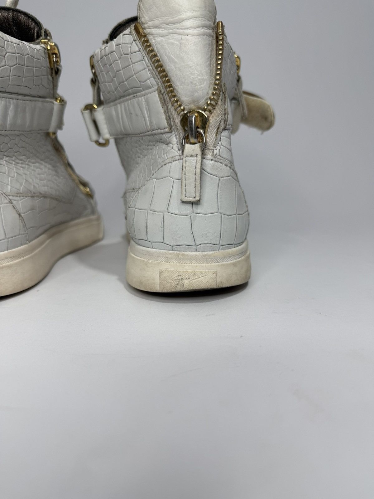 Giuseppe Zanotti Giuseppe Zanotti White Croc Embossed Leather London Sneakers Size US 10 / EU 43 - 5 Thumbnail