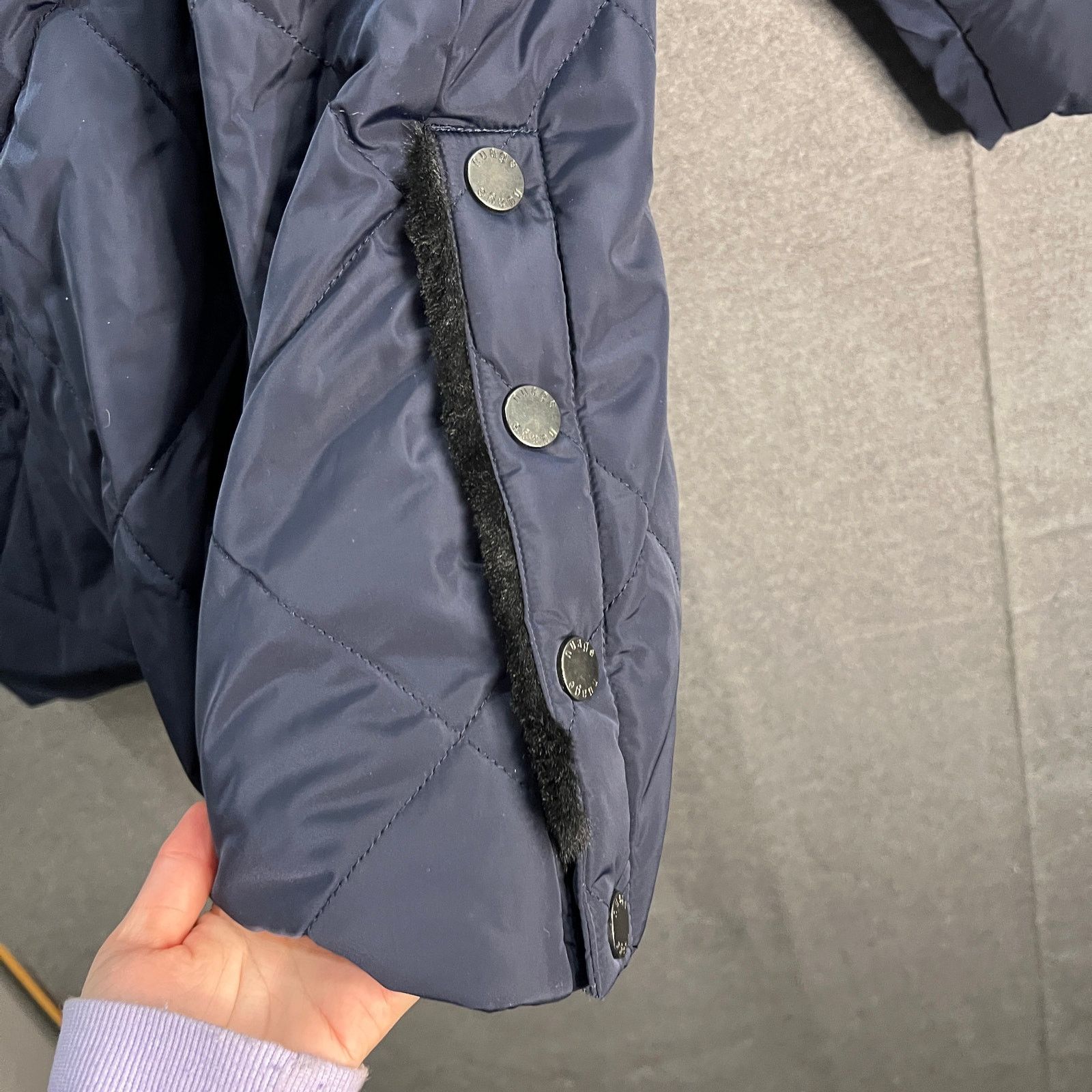 Other Nuage Faux Fur Lined Quilted Parka Navy Womens Jecket Size L / US 10 / IT 46 - 16 Thumbnail