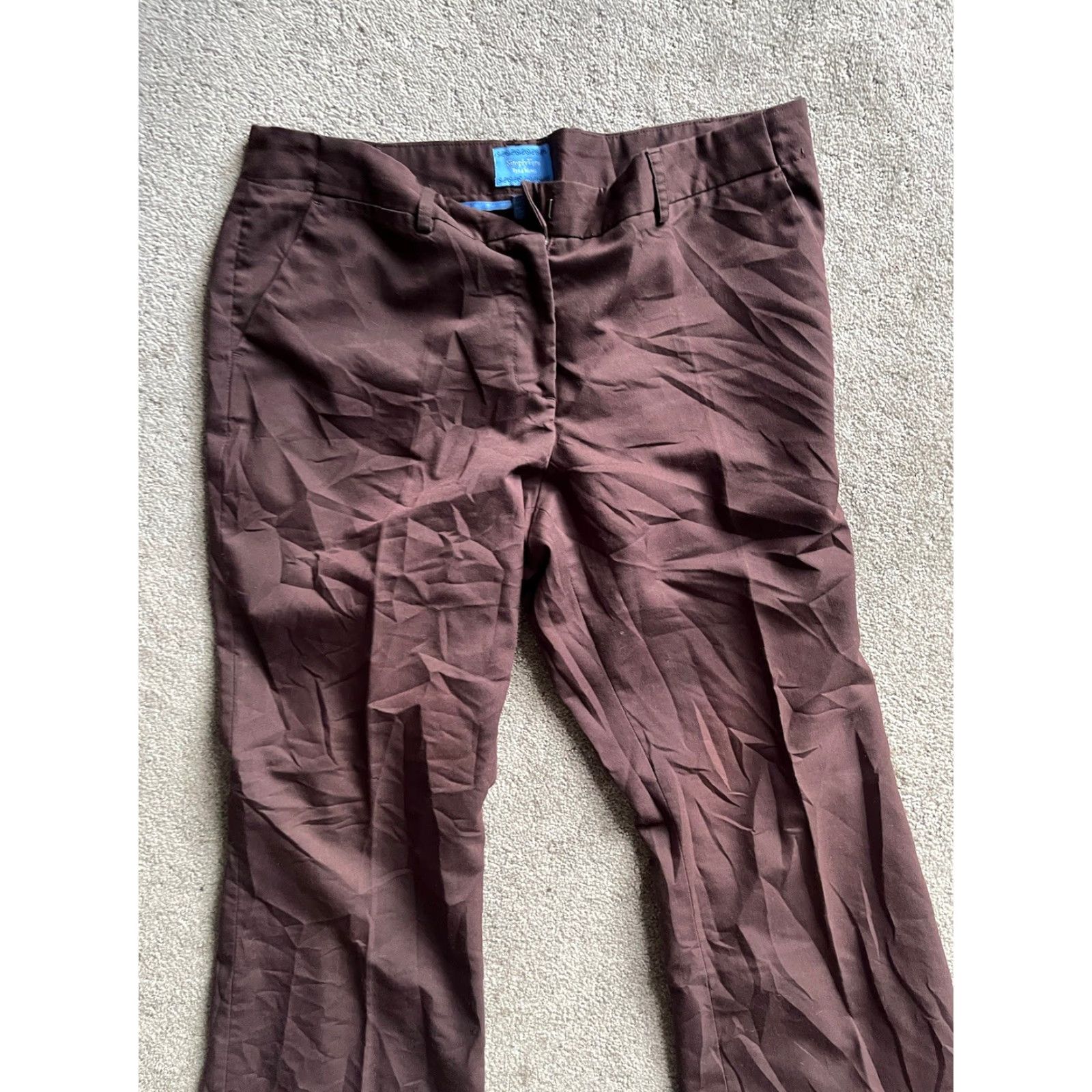 Vintage Simply Vera Vera Wang Women's Dress Pants Straight Leg Flat Front Size 12 Black Stretch Womens Size 34" / US 12 / IT 48 - 2 Thumbnail