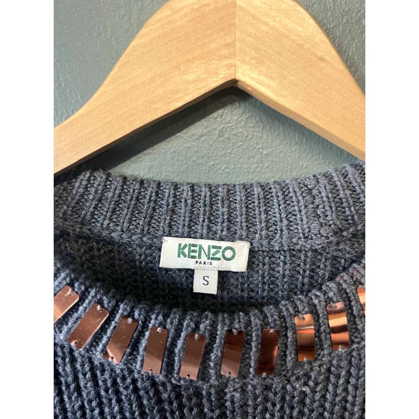 Kenzo KENZO Paris Womens Gray Embroidered Stitch Wool Pullover Sweatshirt Size S Shirt Womens Pullover 90s Paris Stitch Embroidered Wool Gray Size S / US 4 / IT 40 - 3 Thumbnail