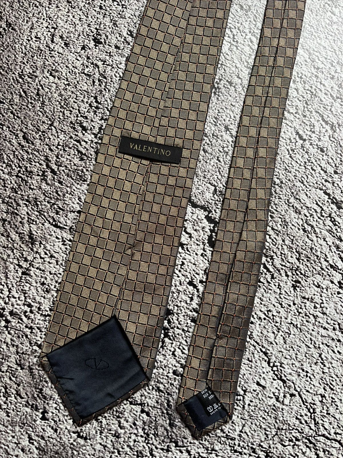 Valentino Valentino Silk Tie Grid Pattern Size ONE SIZE - 4 Thumbnail