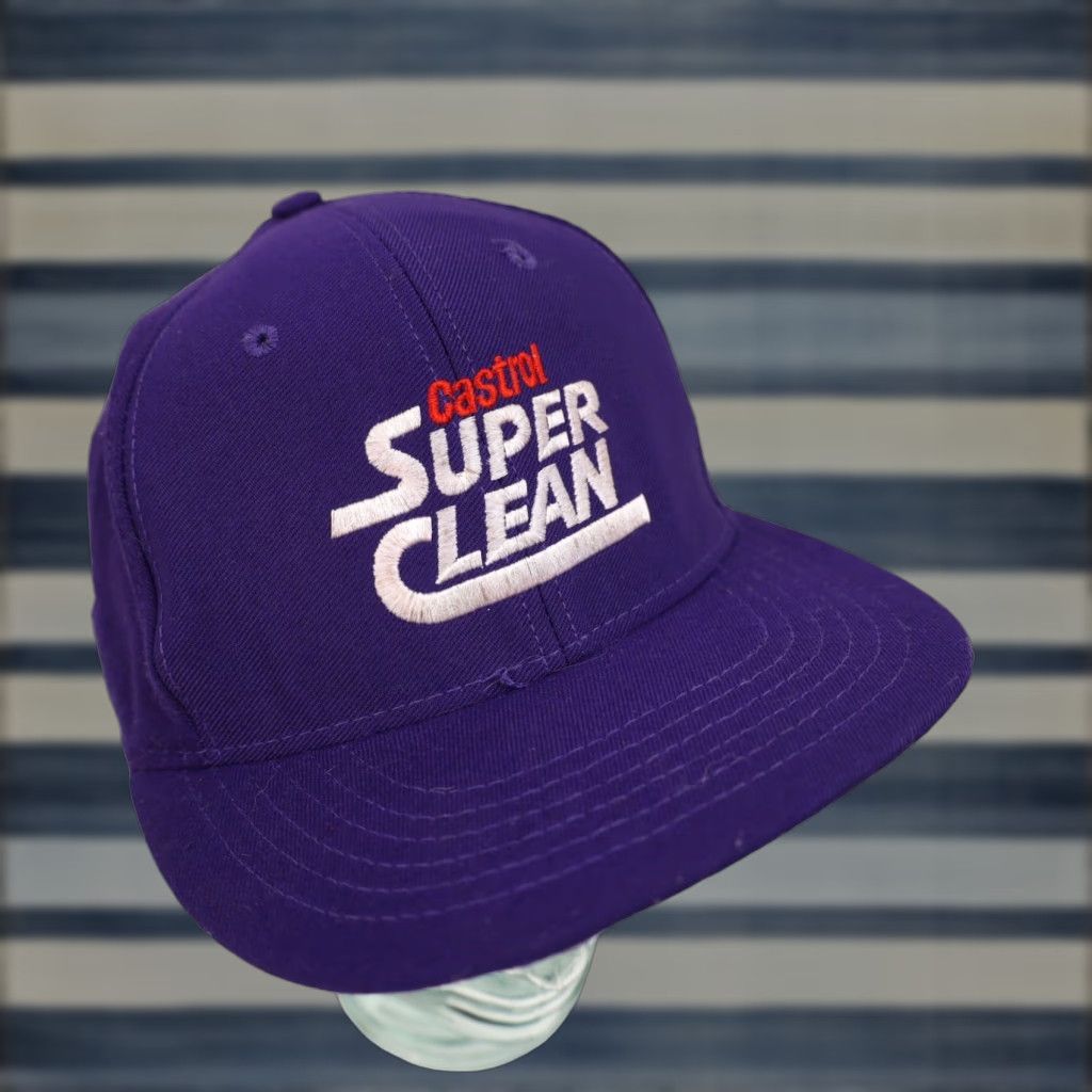 Vintage VINTAGE Castrol Super Clean Spellout Hat Snapback Purple Mens One Size Size ONE SIZE - 1 Thumbnail