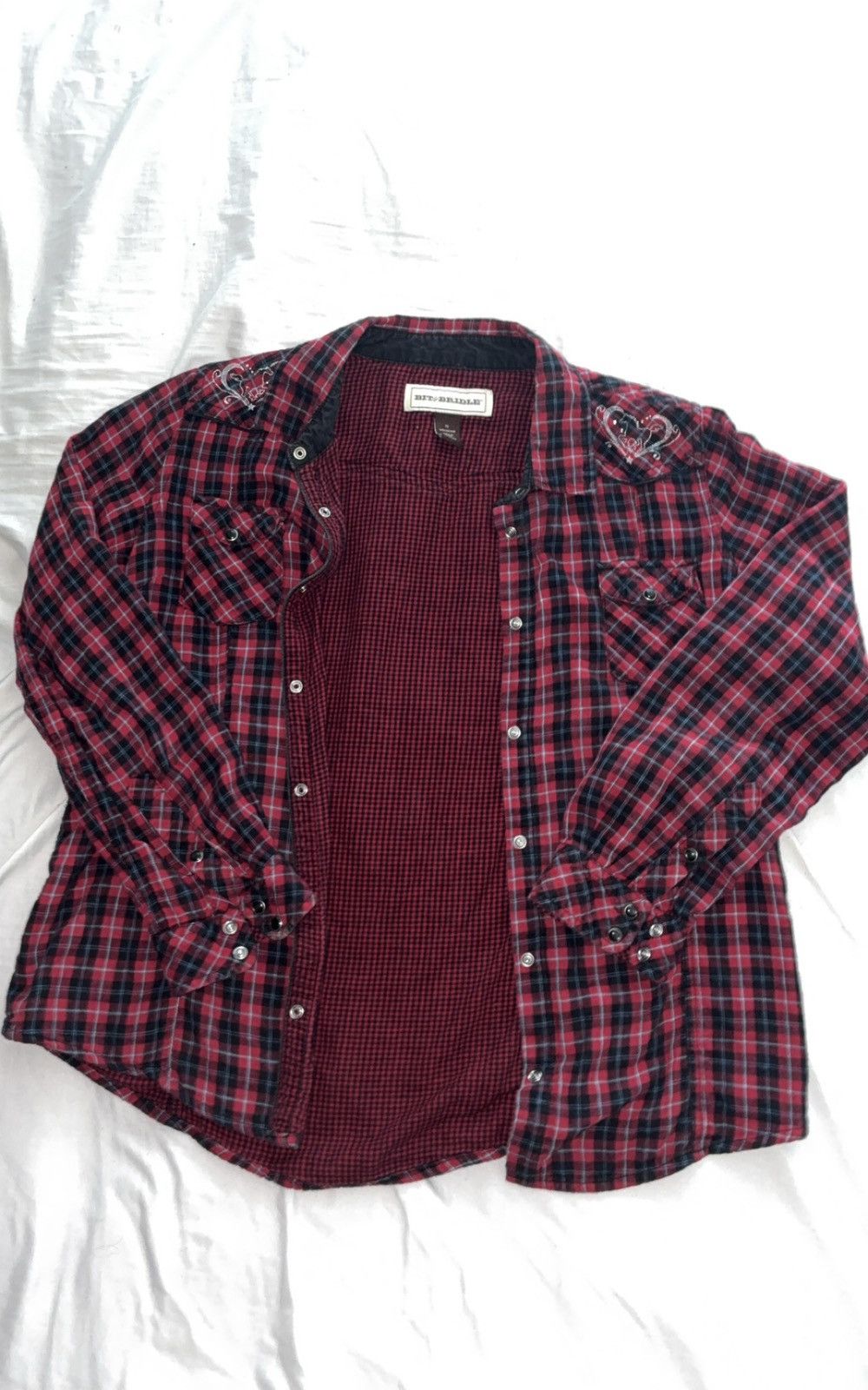 Bit & Bridle Bit & Bridle Red Plaid Pearl Snap Cowgirl flannel Size XL / US 12-14 / IT 48-50 - 2 Thumbnail
