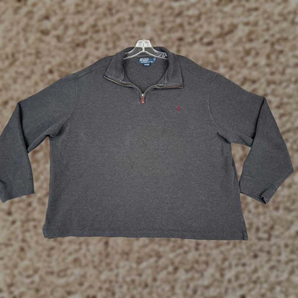 Ralph Lauren VINTAGE Polo Ralph Lauren Sweater Shirt Adult 2XL Gray 1/4 Zip Mock Neck Men Size US XXL / EU 58 / 5 - 1 Thumbnail
