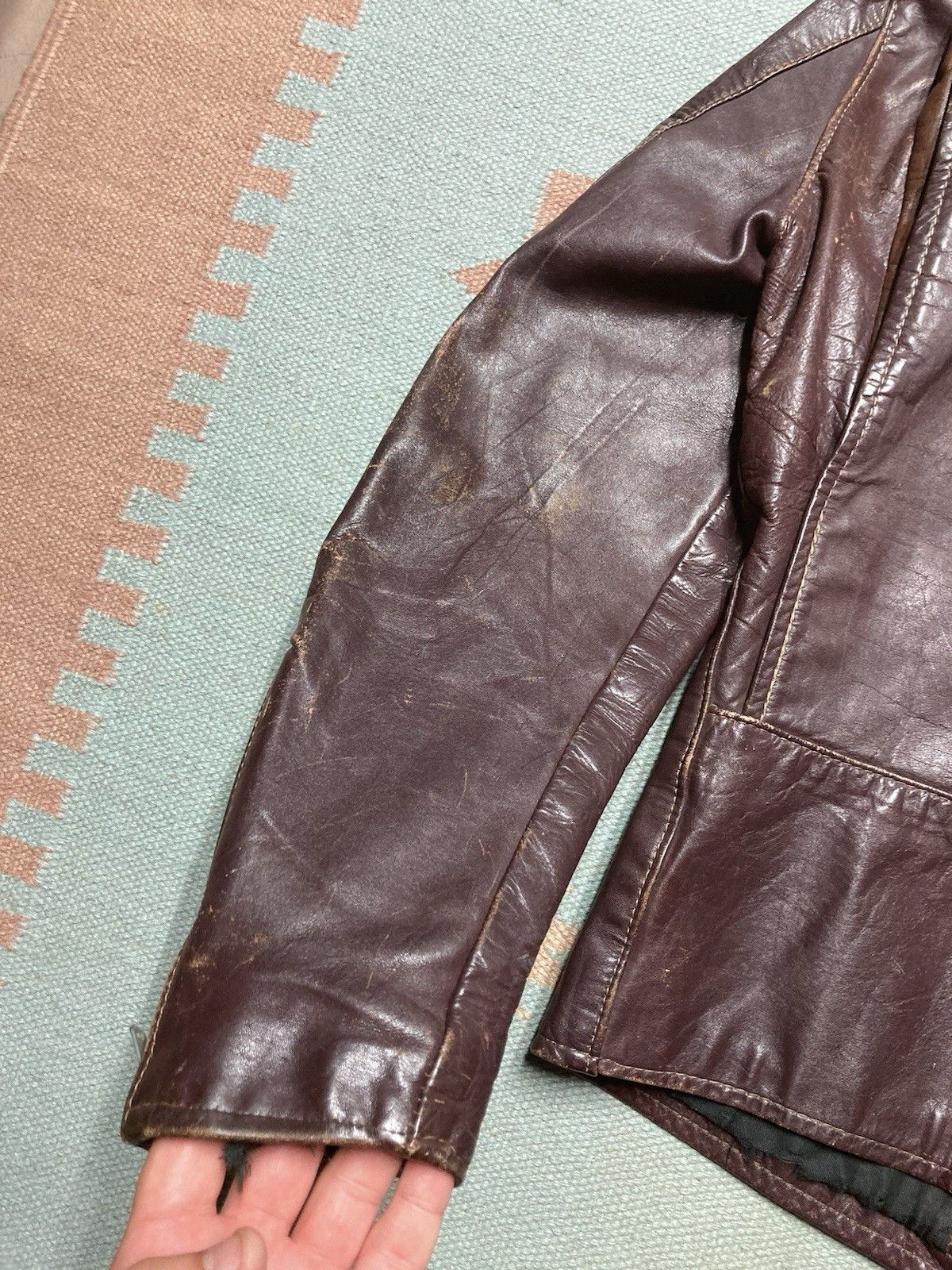 Vintage 60s brooks leather jacket cafe racer motorcycle wine 36/38? Size US S / EU 44-46 / 1 - 9 Thumbnail