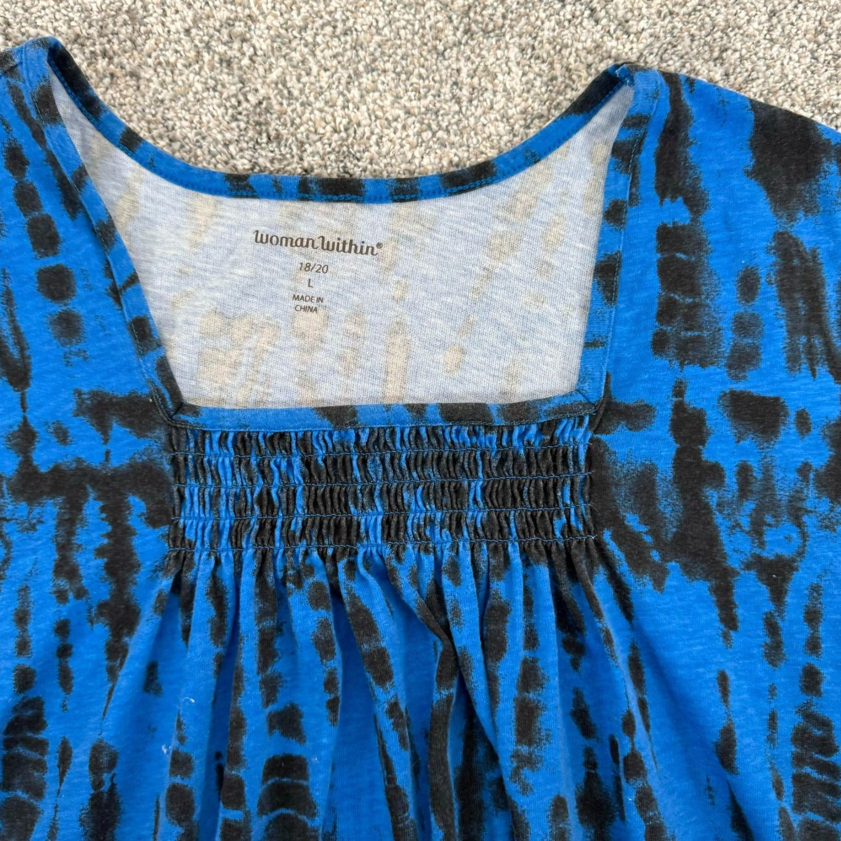 Vintage Woman Within Top Plus Sz 18/20 Tie Dye Boho Hippie 3/4 Sleeves Blouse Tunic Grunge Dark Blue Women Womens Womens? Size XXL / US 16-18 / IT 52-54 - 4 Thumbnail