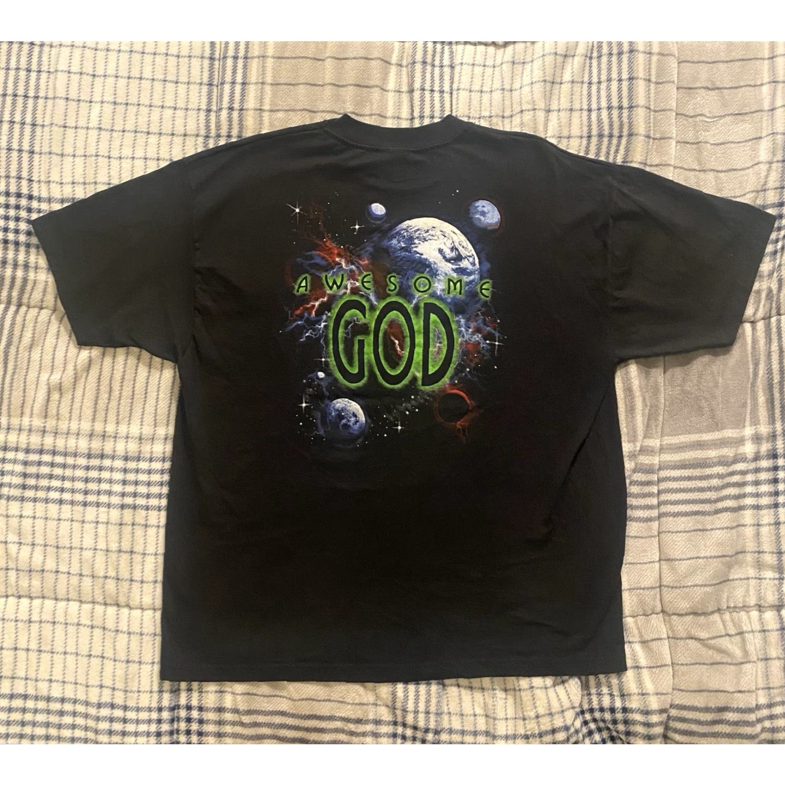 Hanes VINTAGE Hanes T-Shirt Men XL Black Heavyweight Crew Neck Short Sleeve Graphic Print Jesus Tee 90s World Size US XL / EU 56 / 4 - 3 Thumbnail
