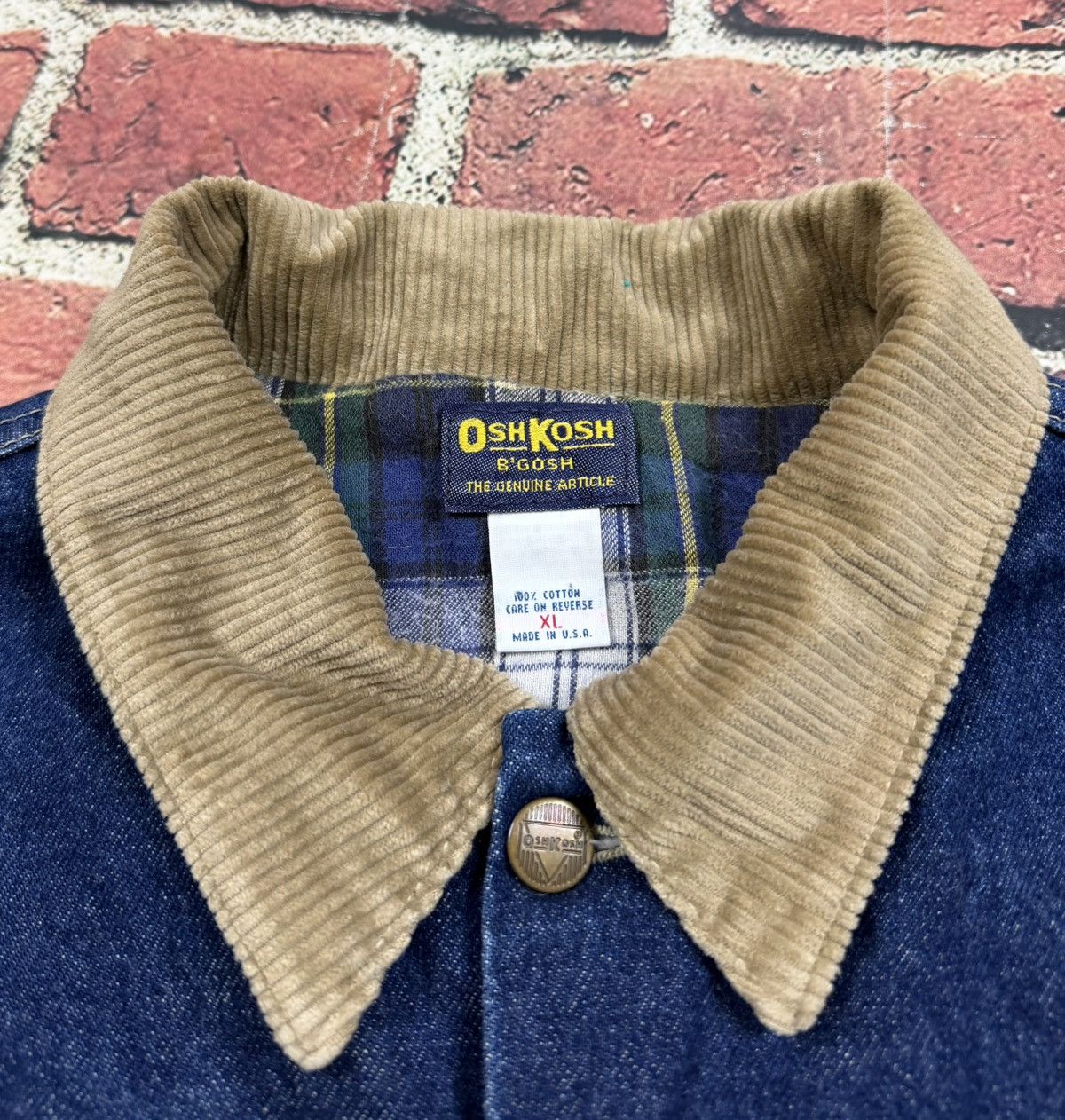 Oshkosh Vintage 80s OshKosh Bgosh Flannel Lined Denim Trucker Jacket Size US XL / EU 56 / 4 - 10 Thumbnail