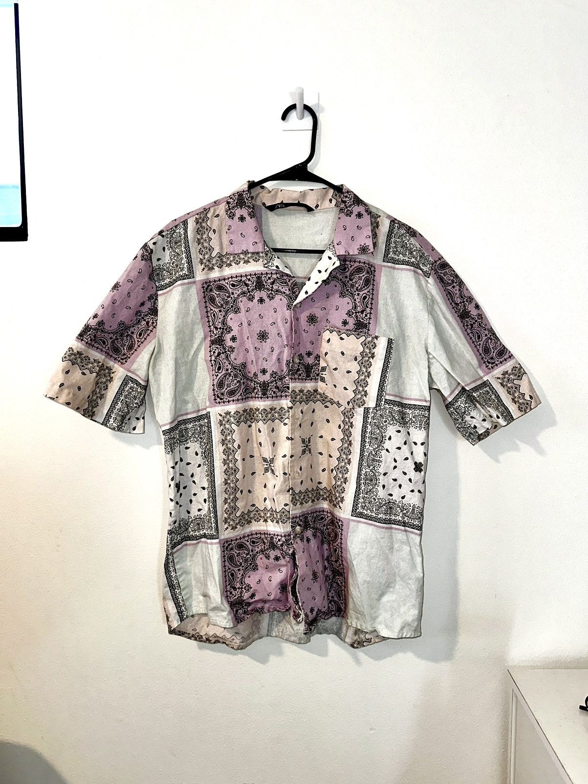 Zara Zara Men’s Short Sleeve Button Down Pink/White Size US S / EU 44-46 / 1 - 3 Thumbnail