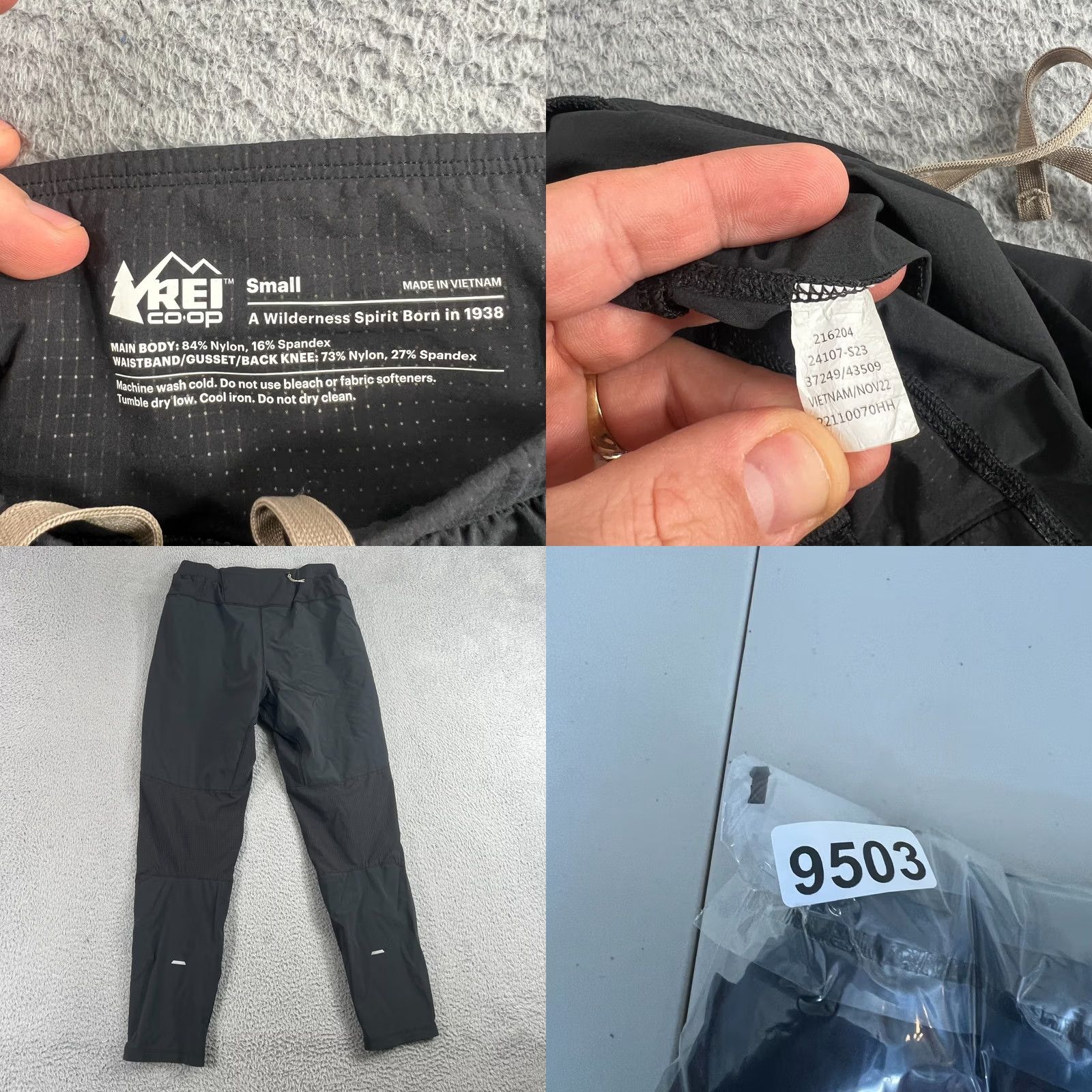 Vintage REI Co-op Pants Mens S Black Nylon Spandex Stretch Ankle Zip Running Athletic Size US 29 - 8 Thumbnail