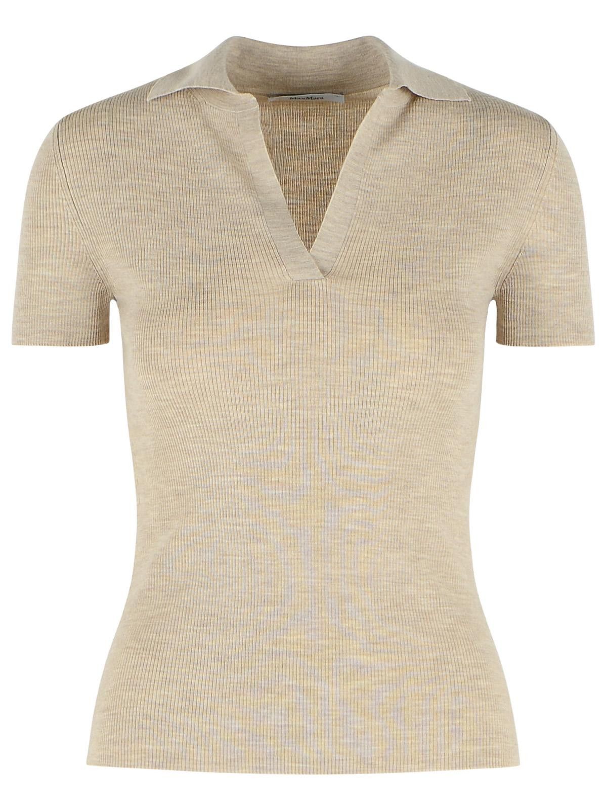 Max Mara MAX MARA 'Albero' Ivory Virgin Wool Polo Shirt Size L / US 10 / IT 46 - 1 Thumbnail