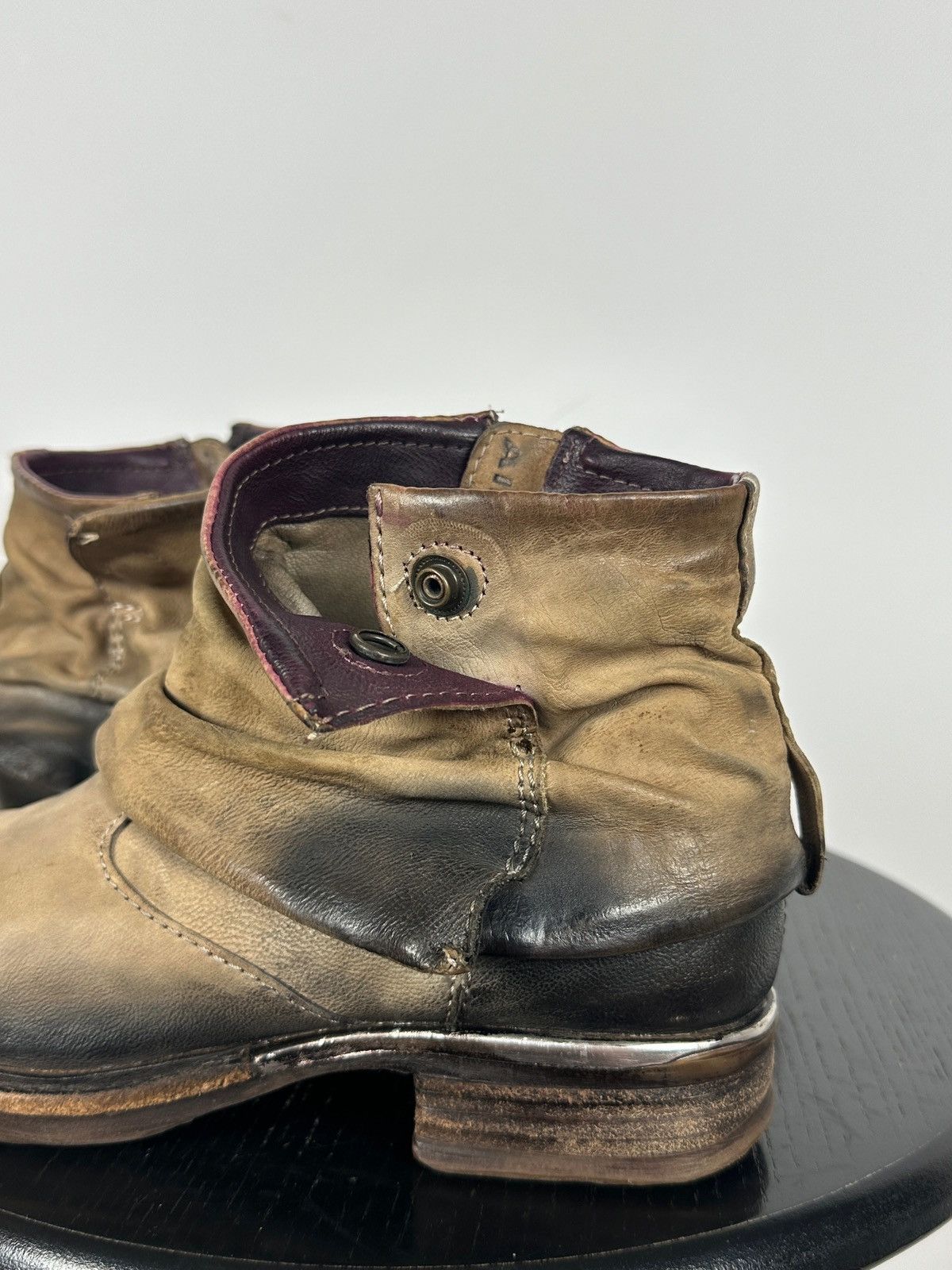 A.S.98 A.S.98. Airstep Distressed Leather Biker Ankle Boots Size US 6 / IT 36 - 22 Thumbnail