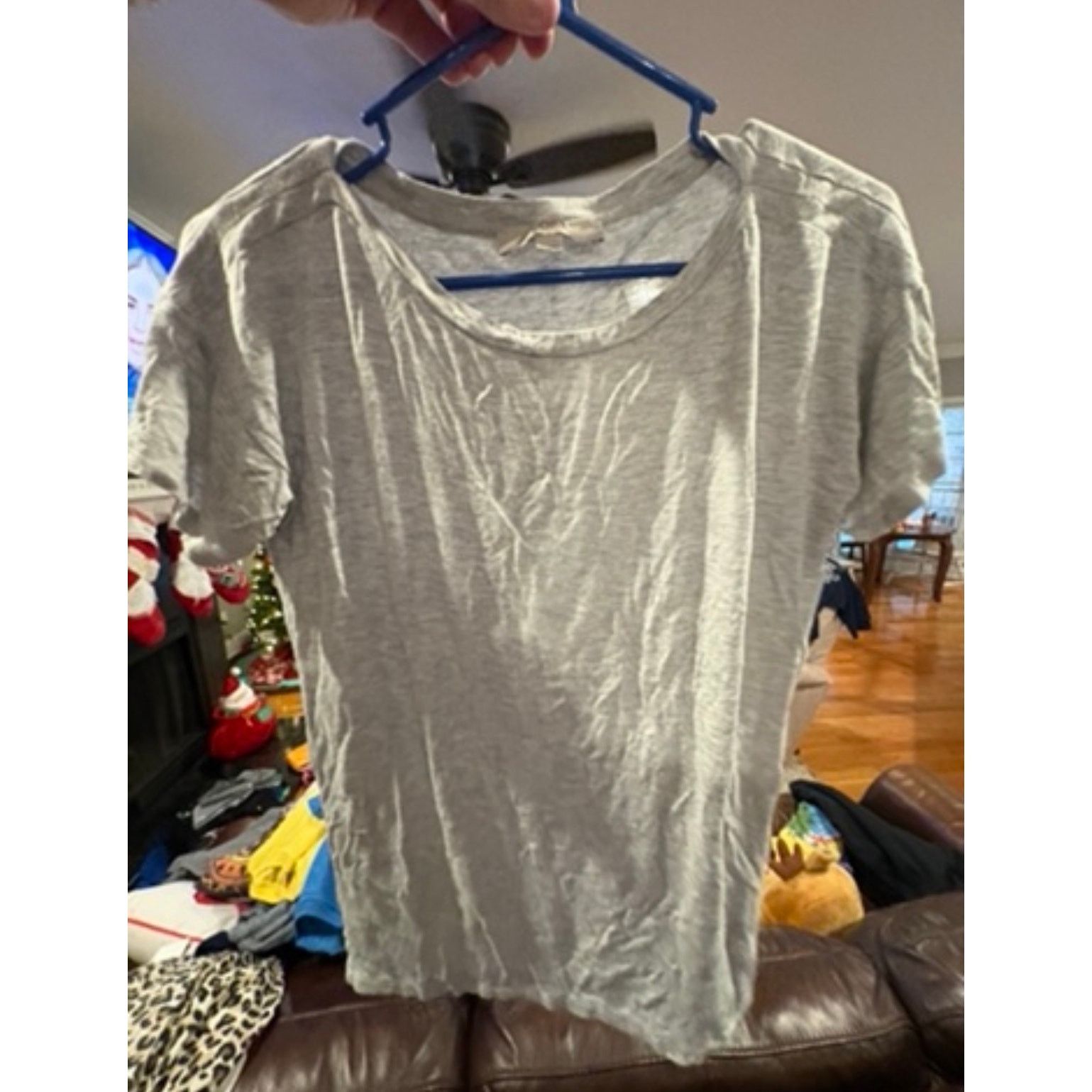 Loft LOFT Women’s Light Gray Short Sleeve Scoop Neck Size Small Size S / US 4 / IT 40 - 2 Thumbnail