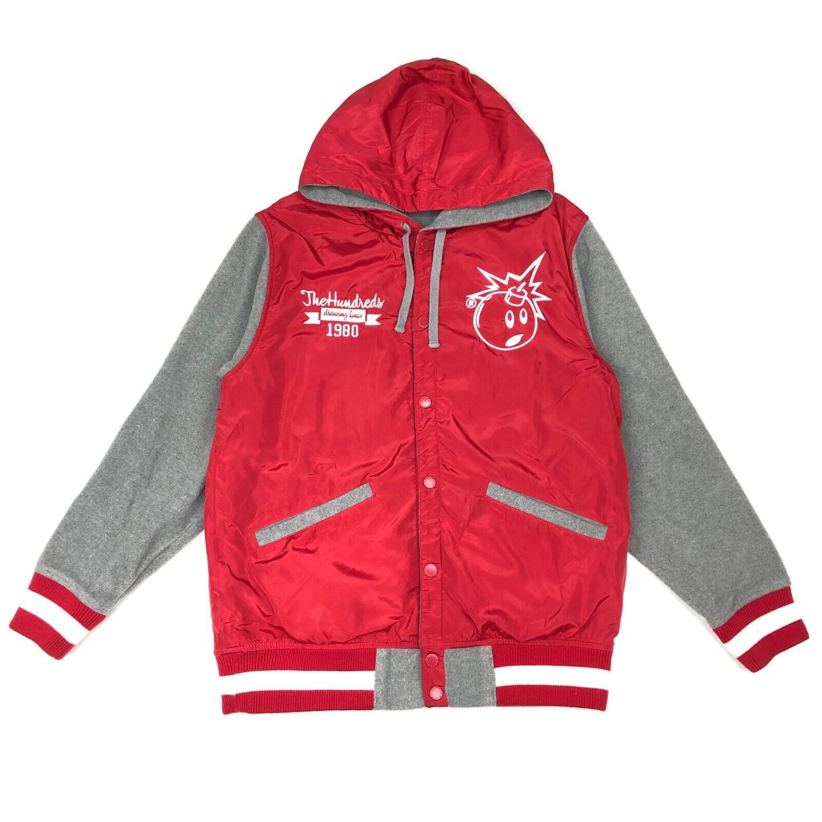 The Hundreds The Hundreds Red Gray Varsity Hooded Jacket Coat Large L Size US L / EU 52-54 / 3 - 1 Thumbnail