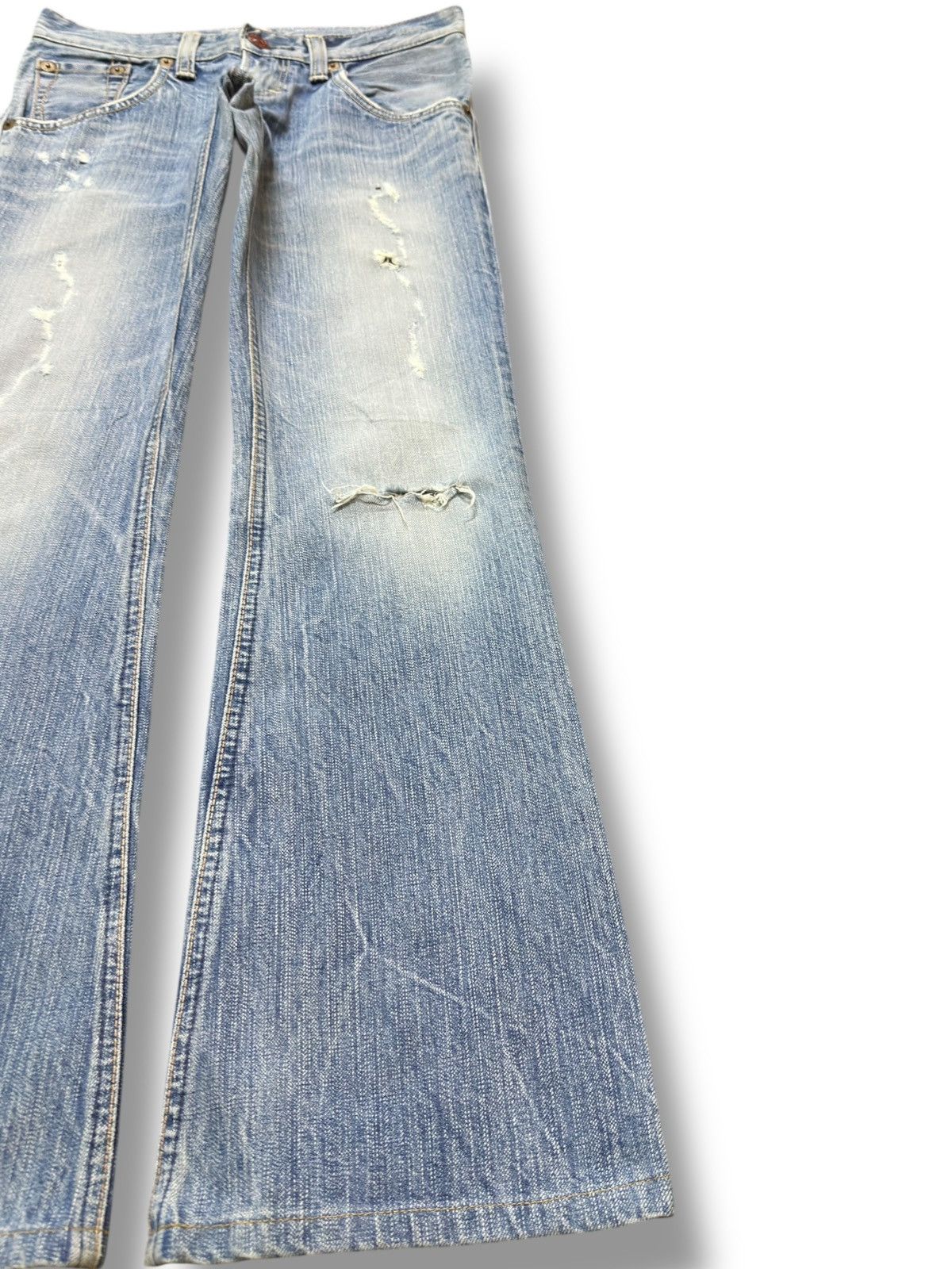 Edwin Vintage Edwin 503 Flare Faded Grunge Distressed Denim Size US 29 - 4 Thumbnail