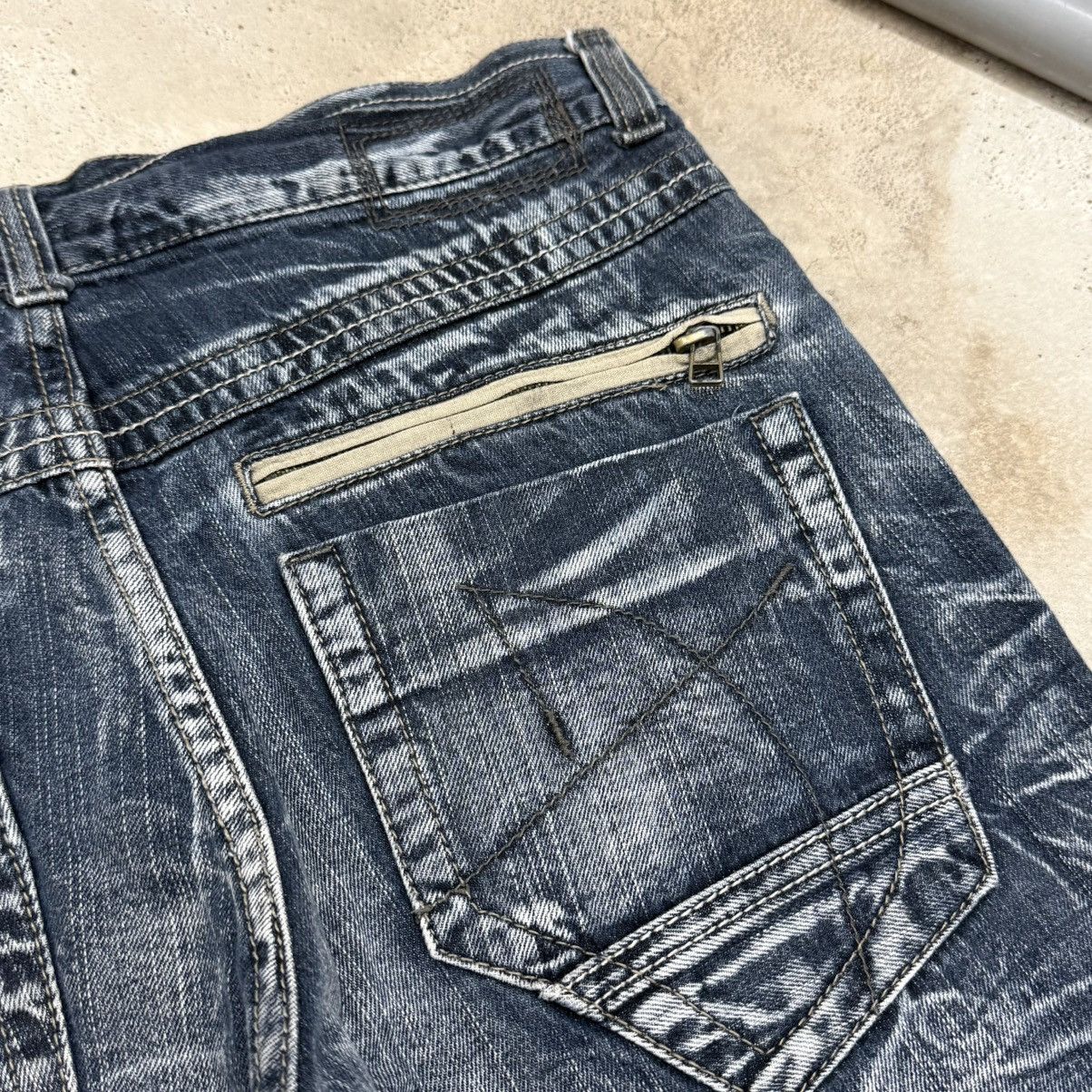 Japanese Brand Blow By Blue Crazy Y2K Whisker Washed Denim Pants Size US 31 - 14 Thumbnail
