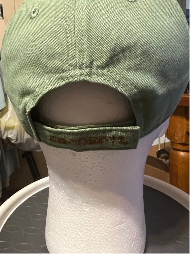 Carhartt Men's Carhartt Green & Brown Leather Patch Baseball Hat Size ONE SIZE - 4 Thumbnail