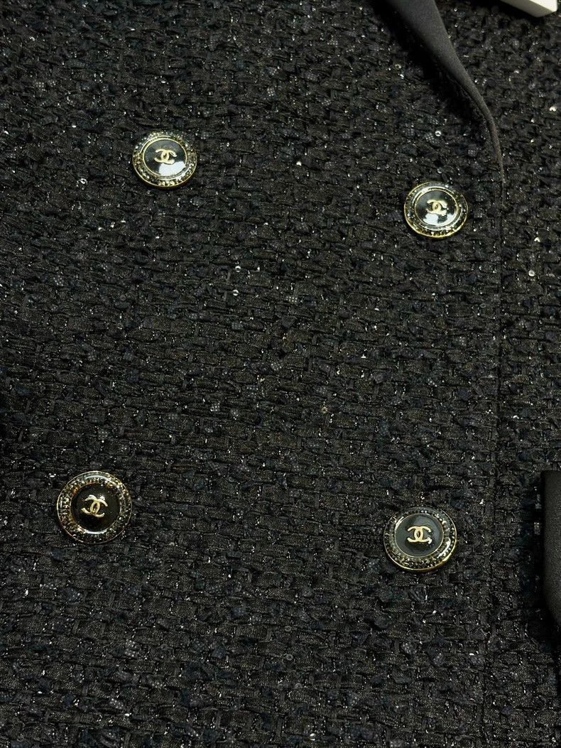 Chanel Chanel 22S show black glitter satin lapel silhouette jacke Size XS / US 0-2 / IT 36-38 - 4 Thumbnail