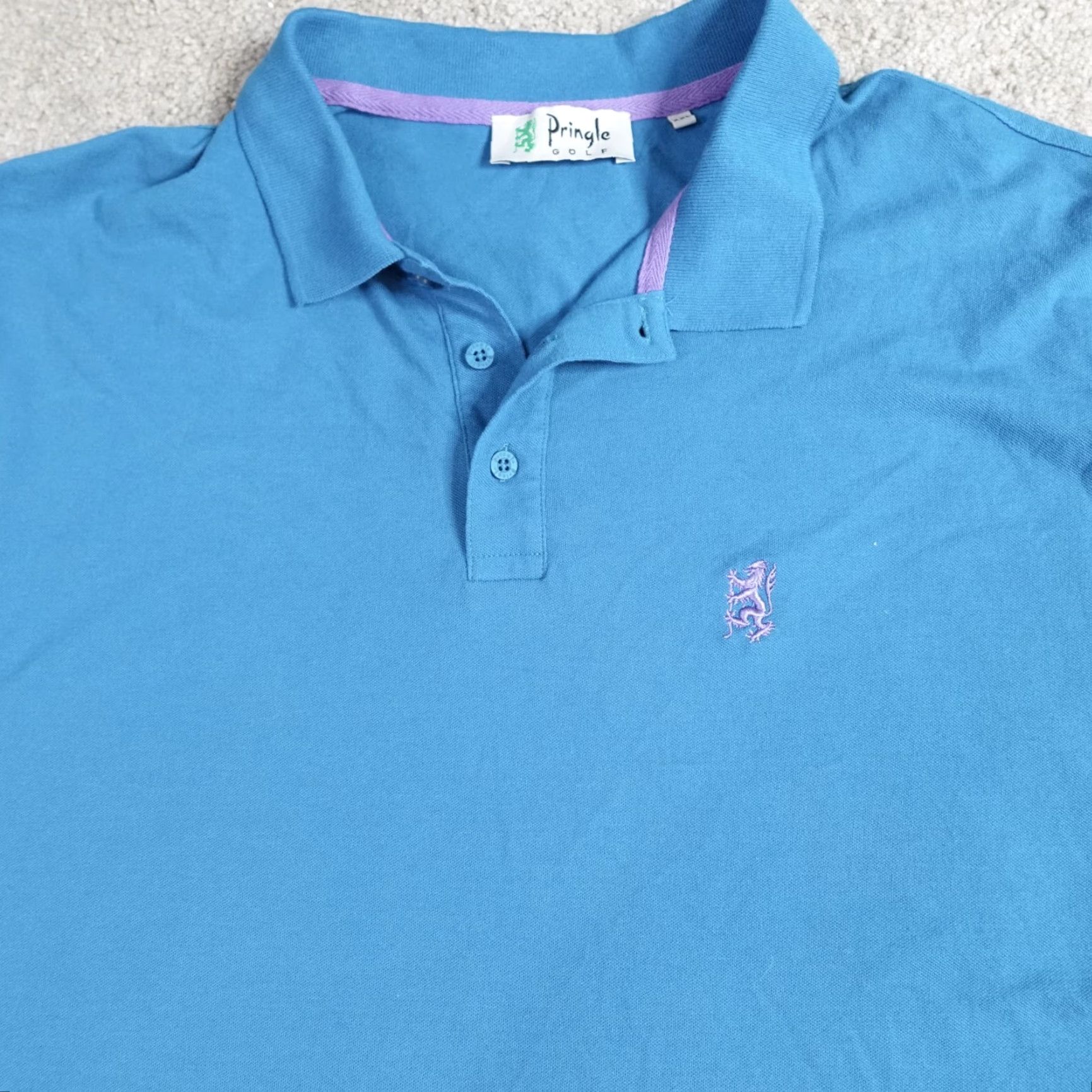 Pringle Of Scotland Pringle of Scotland Polo Shirt 2XL Blue Solid Cotton Polo Men Sports Golf Short Sleeve Collared Button Regular Vintage: No Size US XXL / EU 58 / 5 - 3 Thumbnail