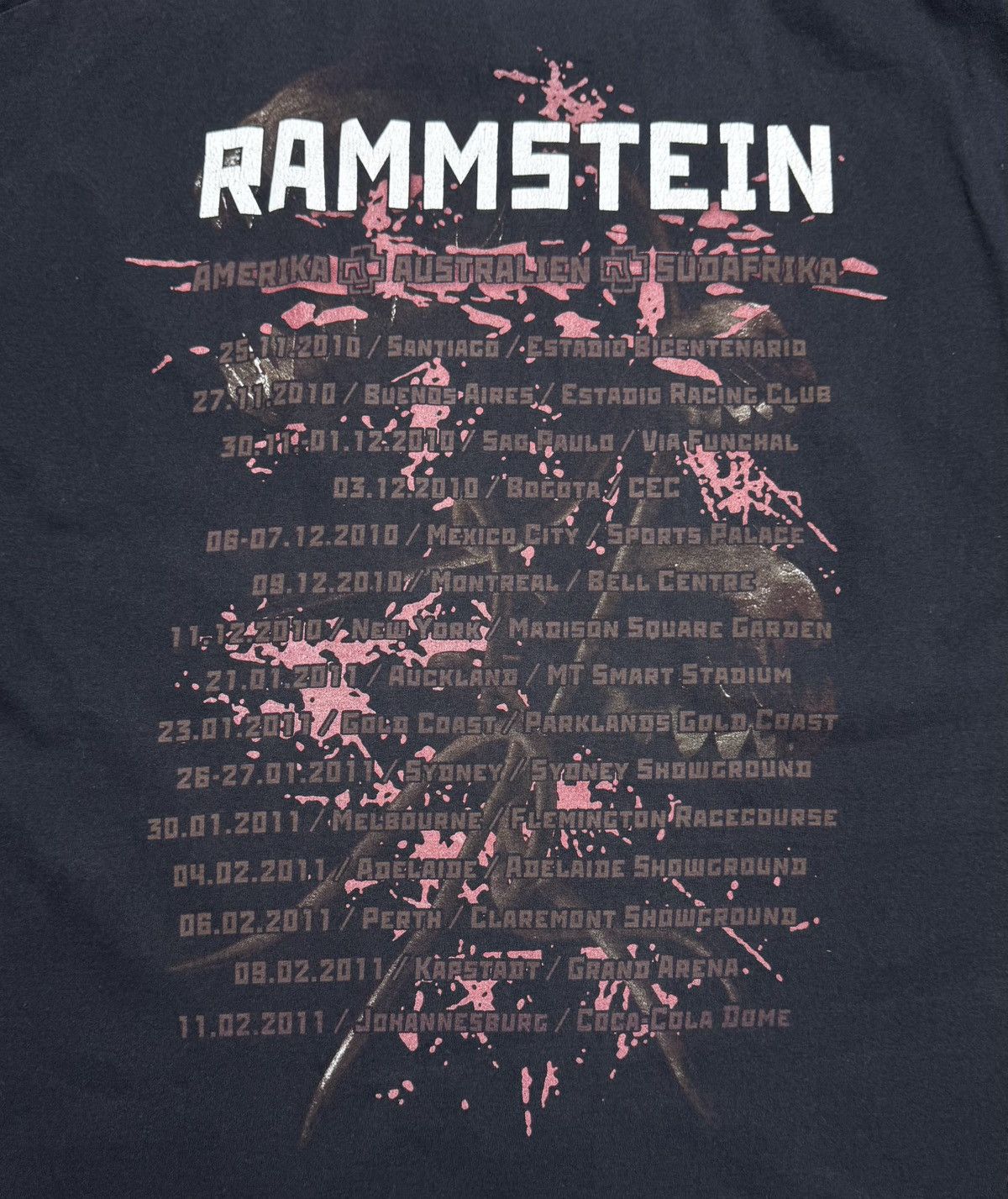 Fruit Of The Loom Rammstein 2010 Tour T-Shirt Double-Sided Print Band Tee Size US XL / EU 56 / 4 - 10 Thumbnail