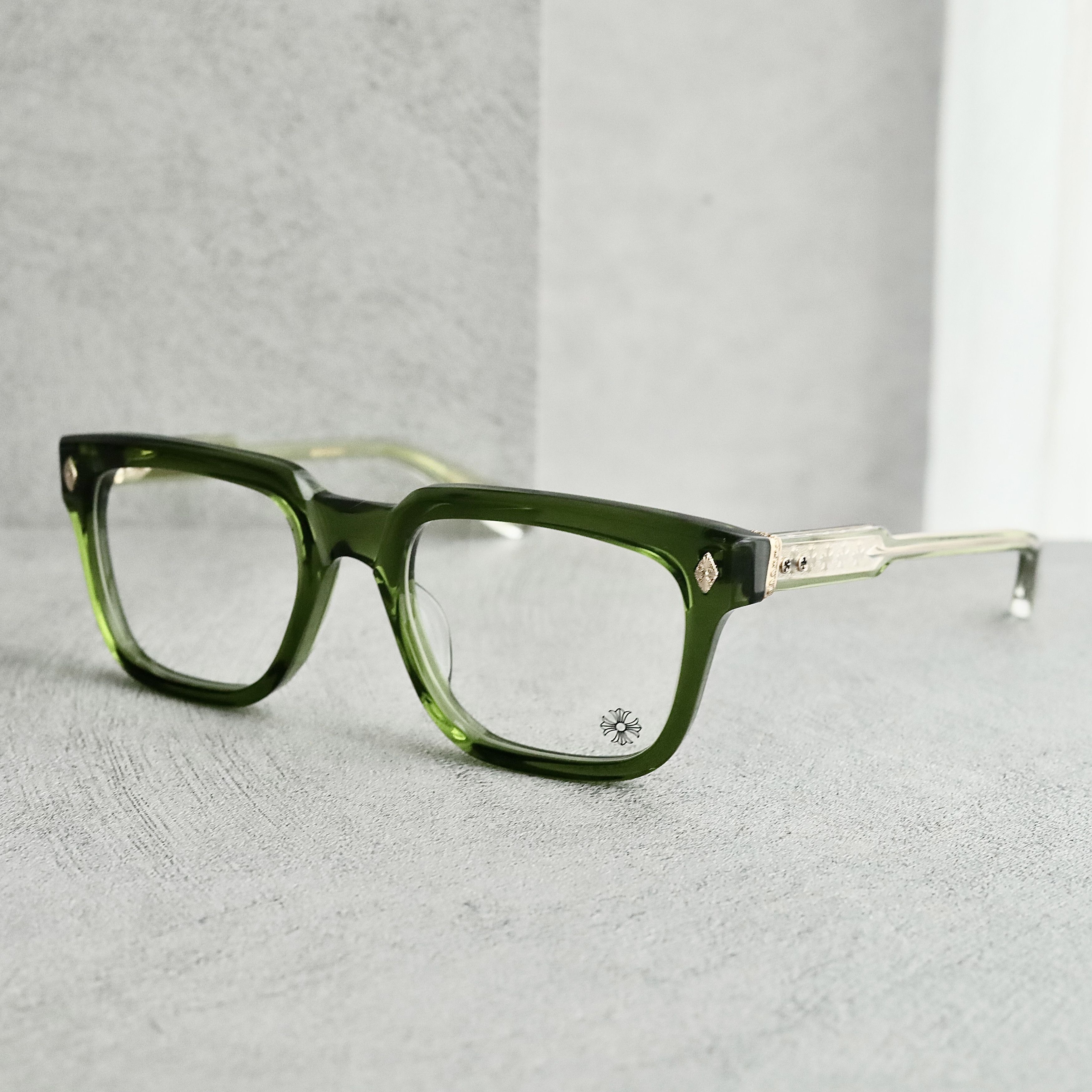 image of Chrome Hearts Ambidixtrous Glasses in Dark Olive, Men's