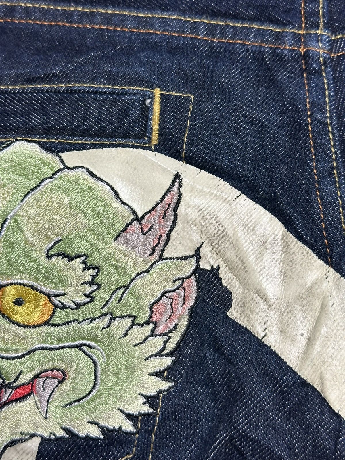 Evisu Vintage Evisu Big Daicock Face Slevedge Jeans Size US 31 - 22 Thumbnail