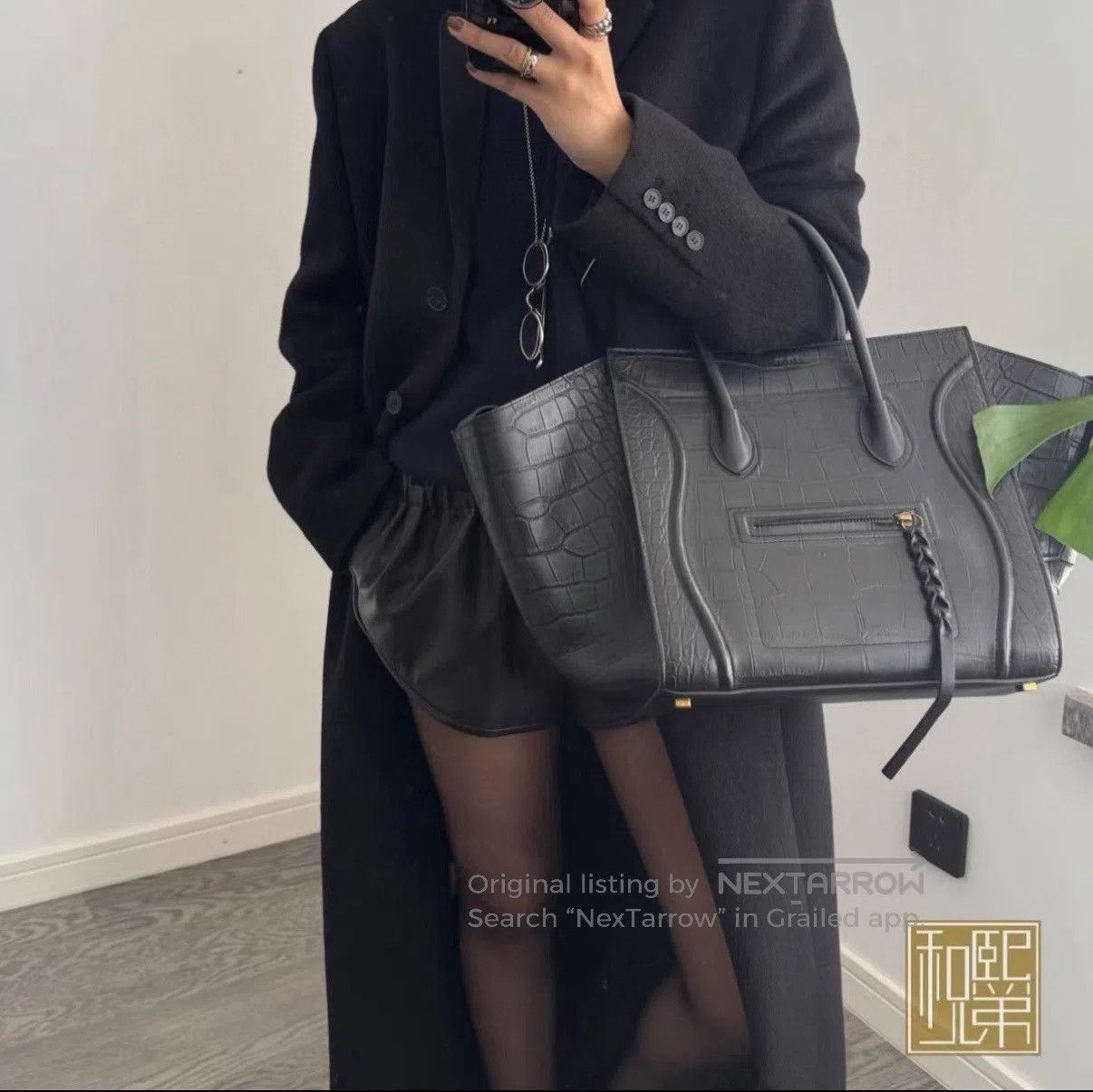 Celine Celine Black Phantom Crocodile Embossed Bag. Size ONE SIZE - 4 Thumbnail