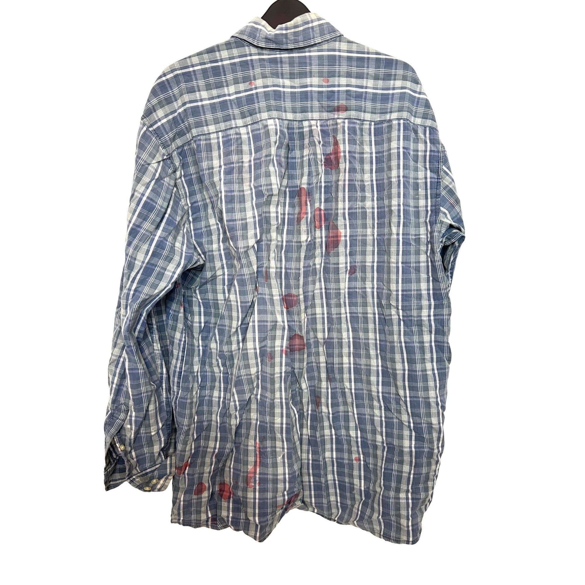 Other Halloween Costume Men’s Zombie Shirt Blue White Plaid L Vtg Size US L / EU 52-54 / 3 - 5 Thumbnail