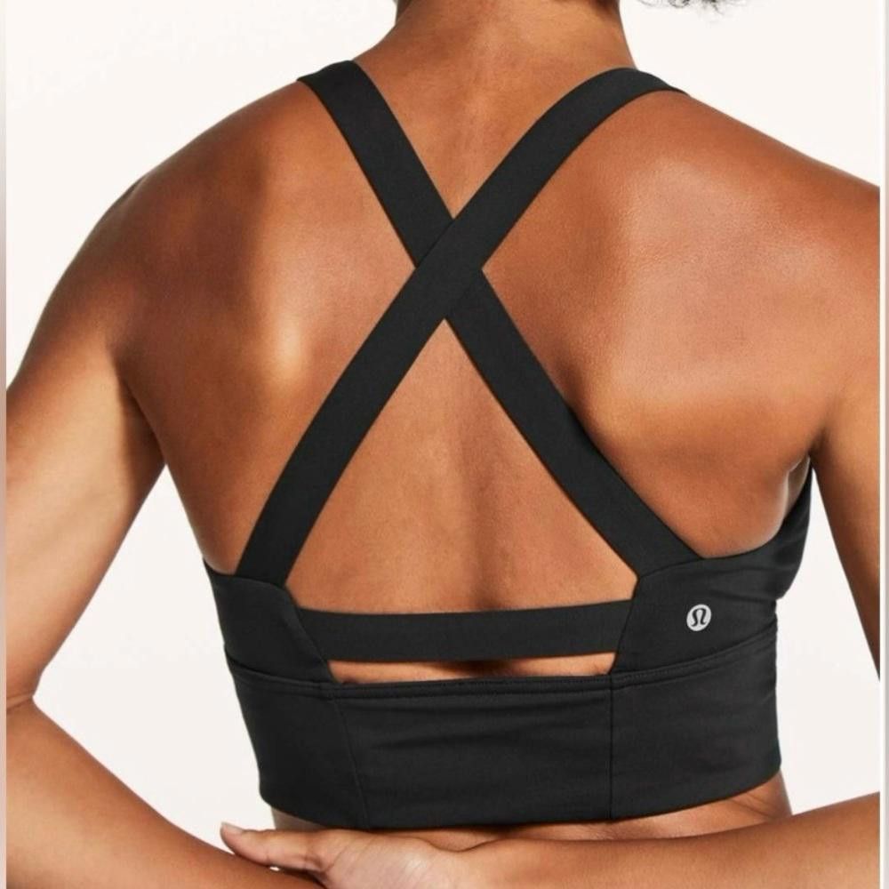Lululemon Lululemon Sweat Your Heart Out Plunge Sports Bra Black 8 Size ONE SIZE - 3 Thumbnail