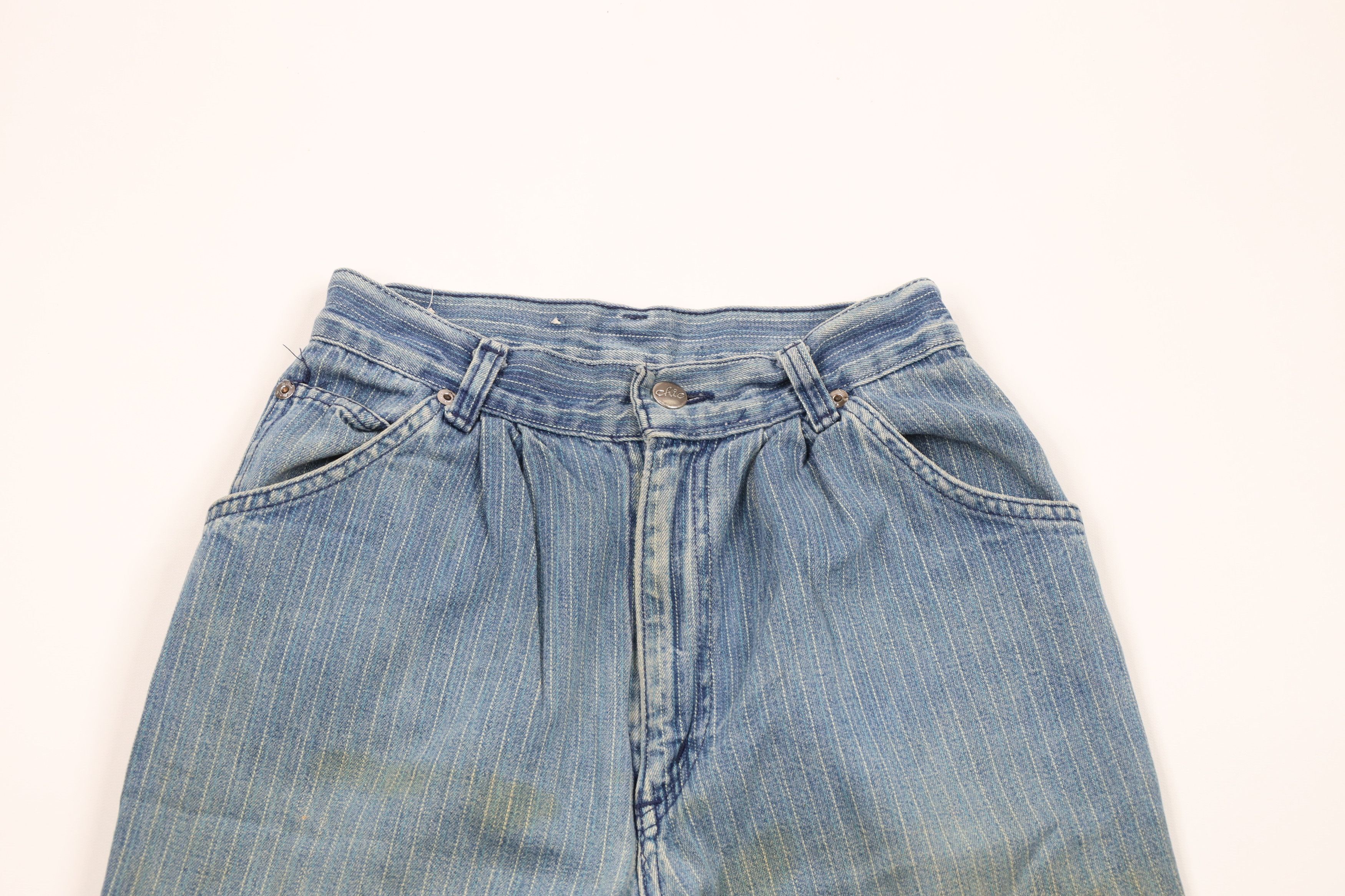 Vintage Vintage 90s Streetwear Striped Pleated Denim Jeans USA Size 28" / US 6 / IT 42 - 2 Thumbnail