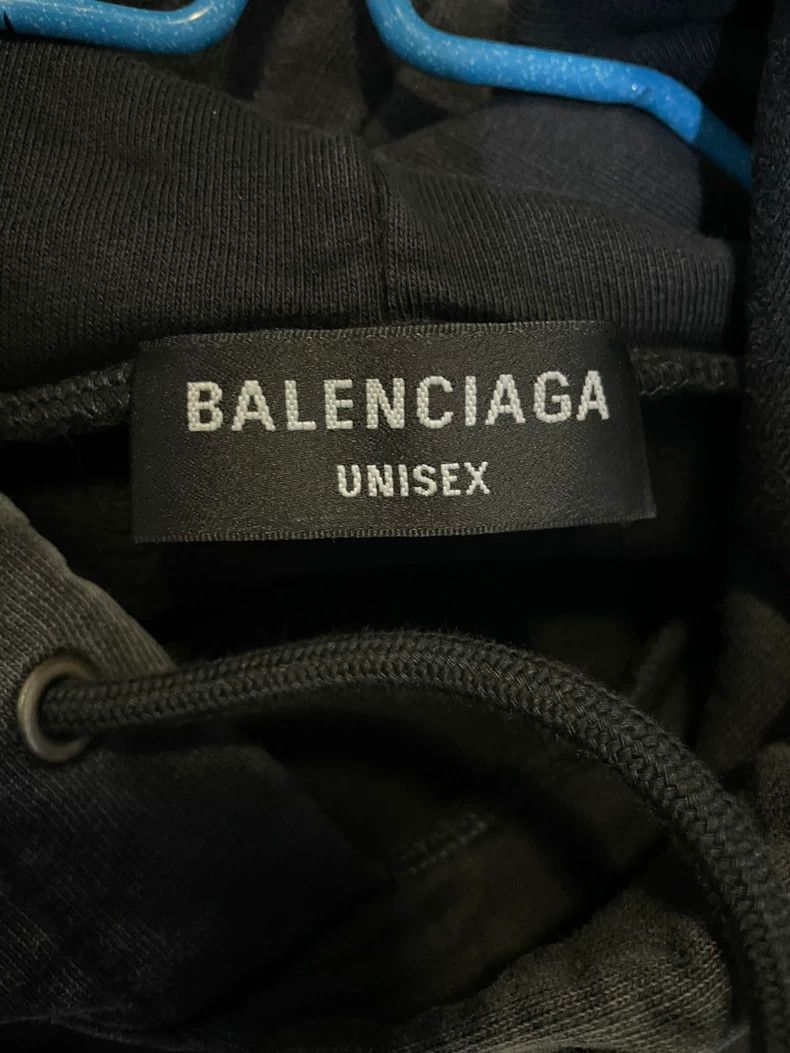 Balenciaga Balenciaga Washed Faded Distressed Logo Hooded Sweatshirt Size US M / EU 48-50 / 2 - 6 Thumbnail