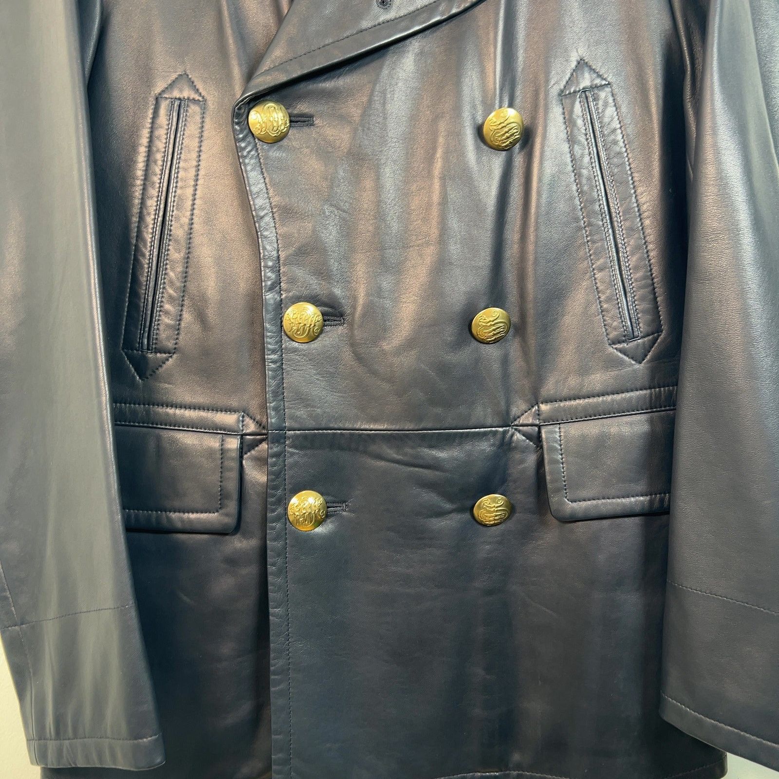 Ralph Lauren Ralph Lauren Purple Label Navy Leather Blazer Jacket Size S Size US M / EU 48-50 / 2 - 4 Thumbnail