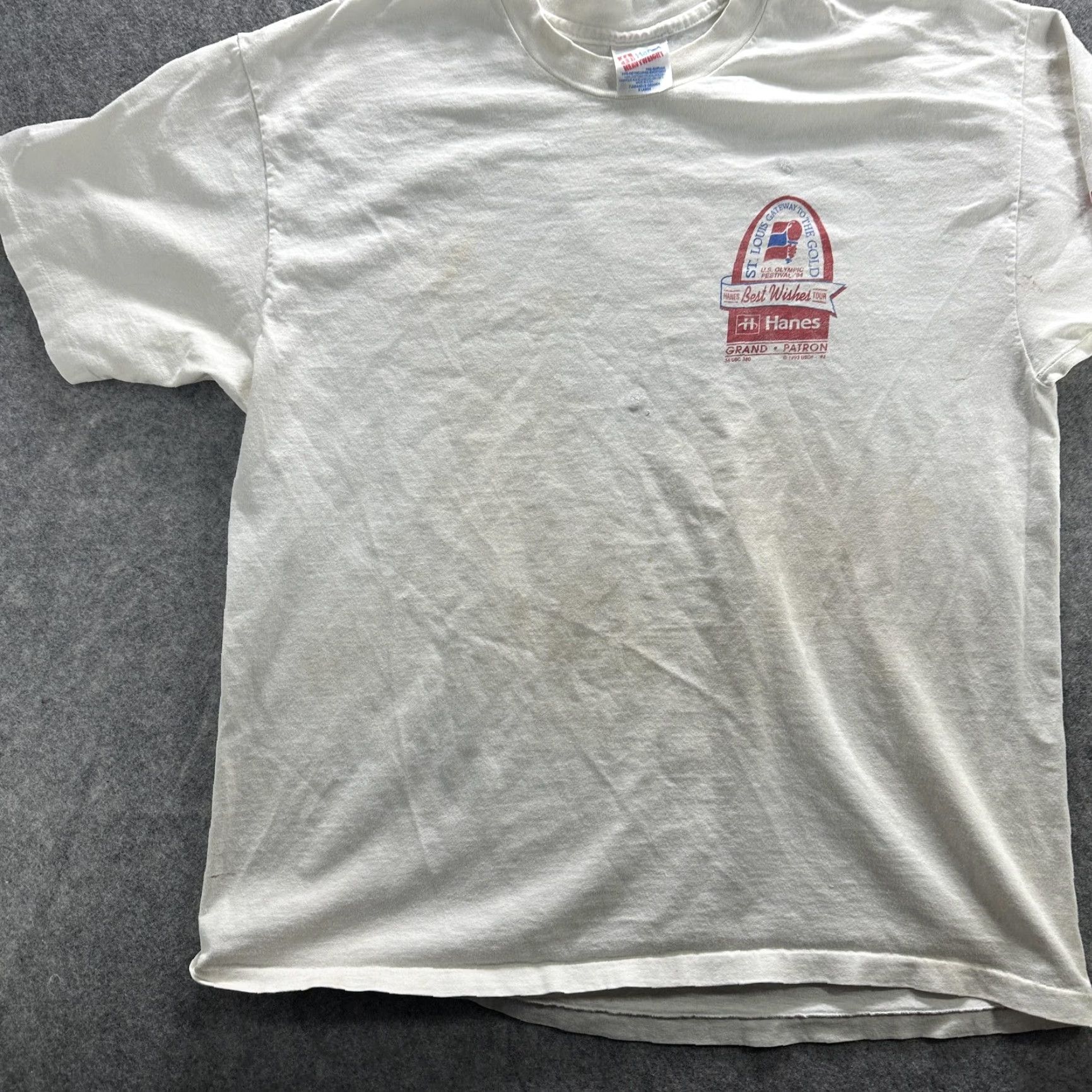 Hanes VINTAGE Hanes Shirt Mens XL White 1994 U.S. Olympic Festival Graphic Crew Neck Short Sleeve Size US XL / EU 56 / 4 - 3 Thumbnail