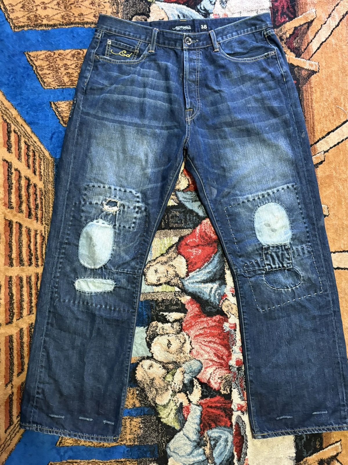 Ed Hardy Vintage y2K Embroidered Ed Hardy Rattlesnake Patchwork Jeans Size US 38 / EU 54 - 6 Thumbnail