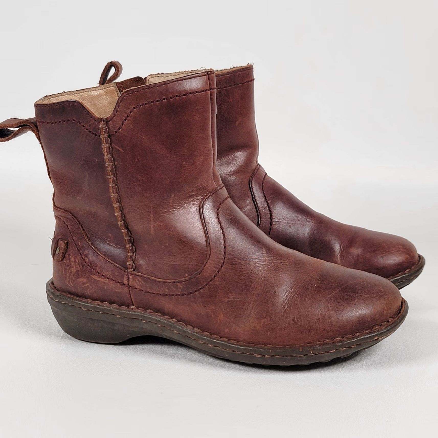 Ugg UGG Boots Womens Size 5 Brown Leather Side Zip Lined Sheepskin Ankle Bootie Size US 5 / IT 35 - 2 Thumbnail