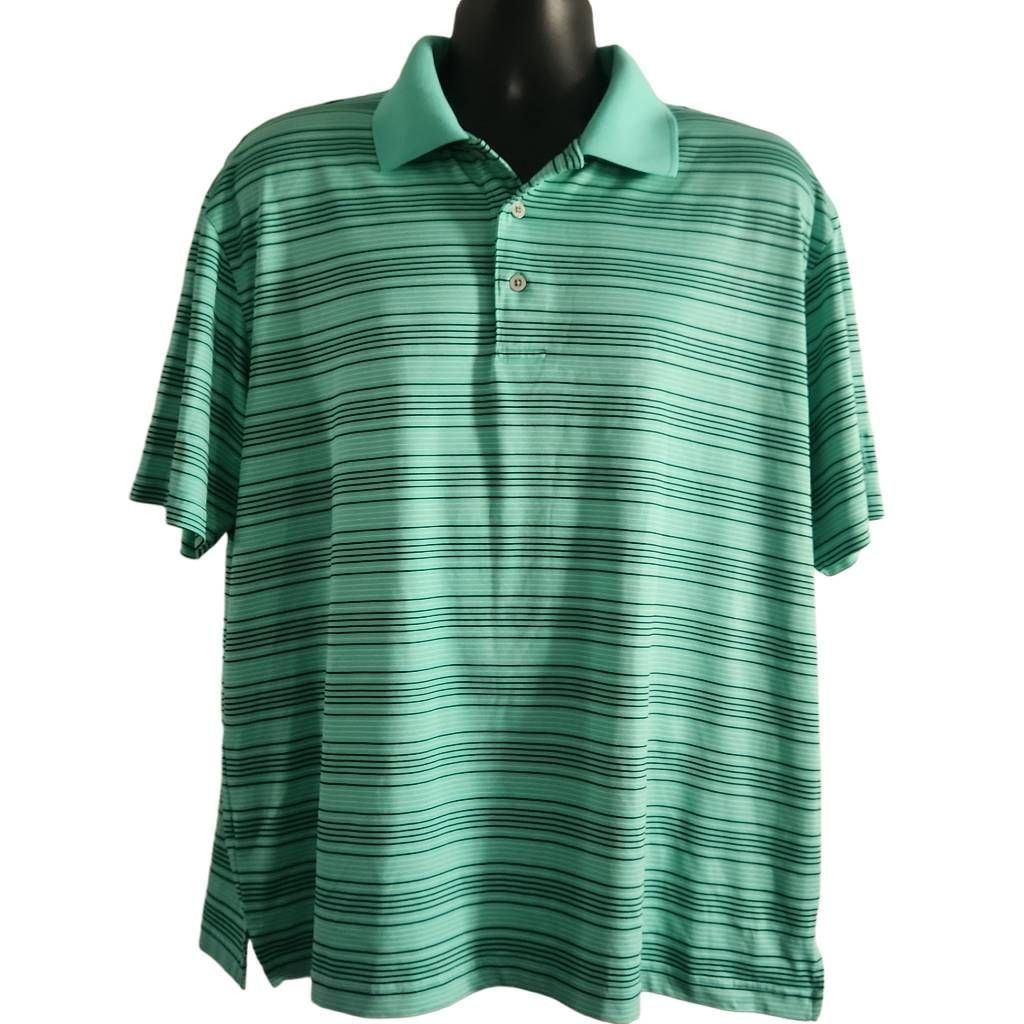 PGA Tour PGA Tour Men's Size XL Green Black Stripe Golf Polo Shirt Size US XL / EU 56 / 4 - 1 Thumbnail