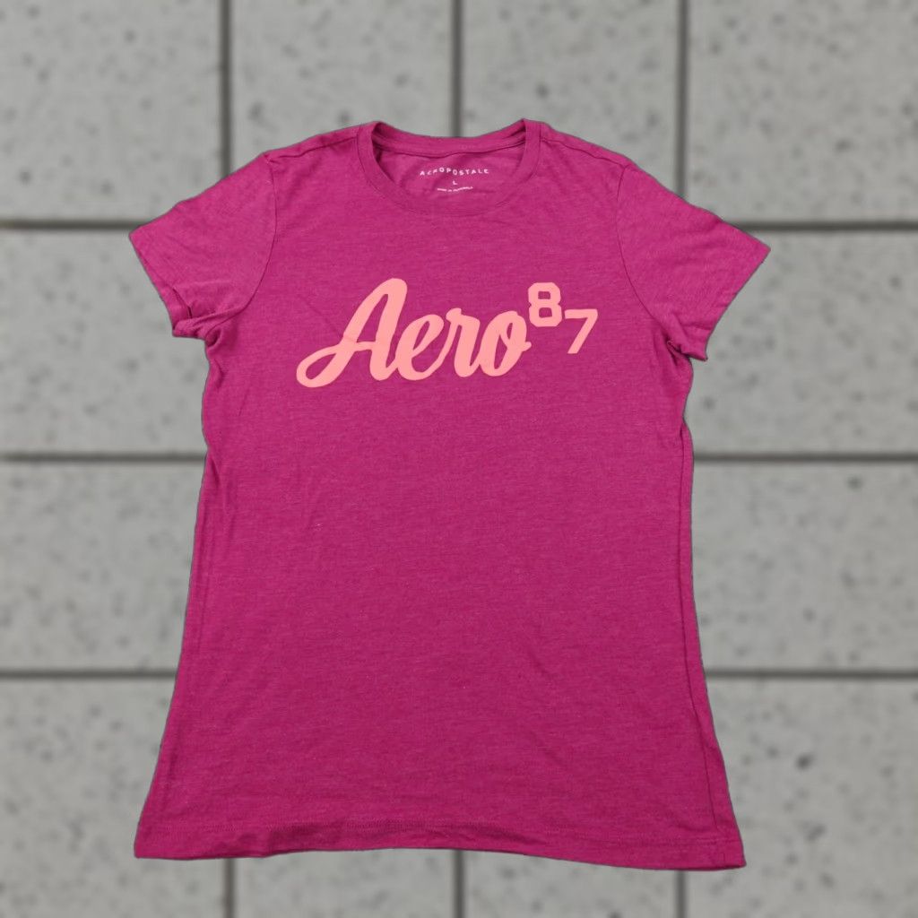 Vintage Aero Shirt Womens L Pink Purple Aero Logo Casual Preppy Short Sleeve T-Shirt Size L / US 10 / IT 46 - 1 Thumbnail