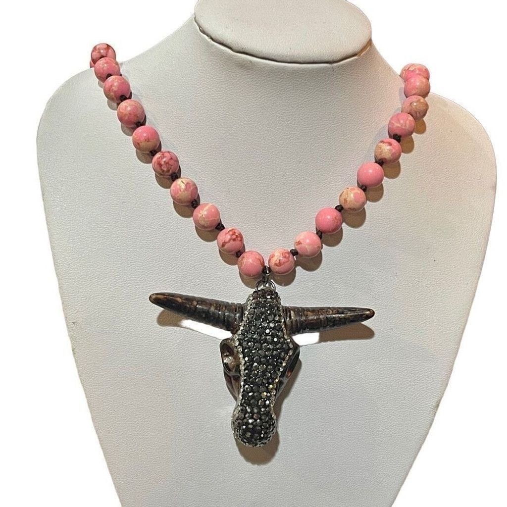 Other Brand New Womens Western Cow Skull Long Knotted Necklace Size ONE SIZE - 1 Thumbnail