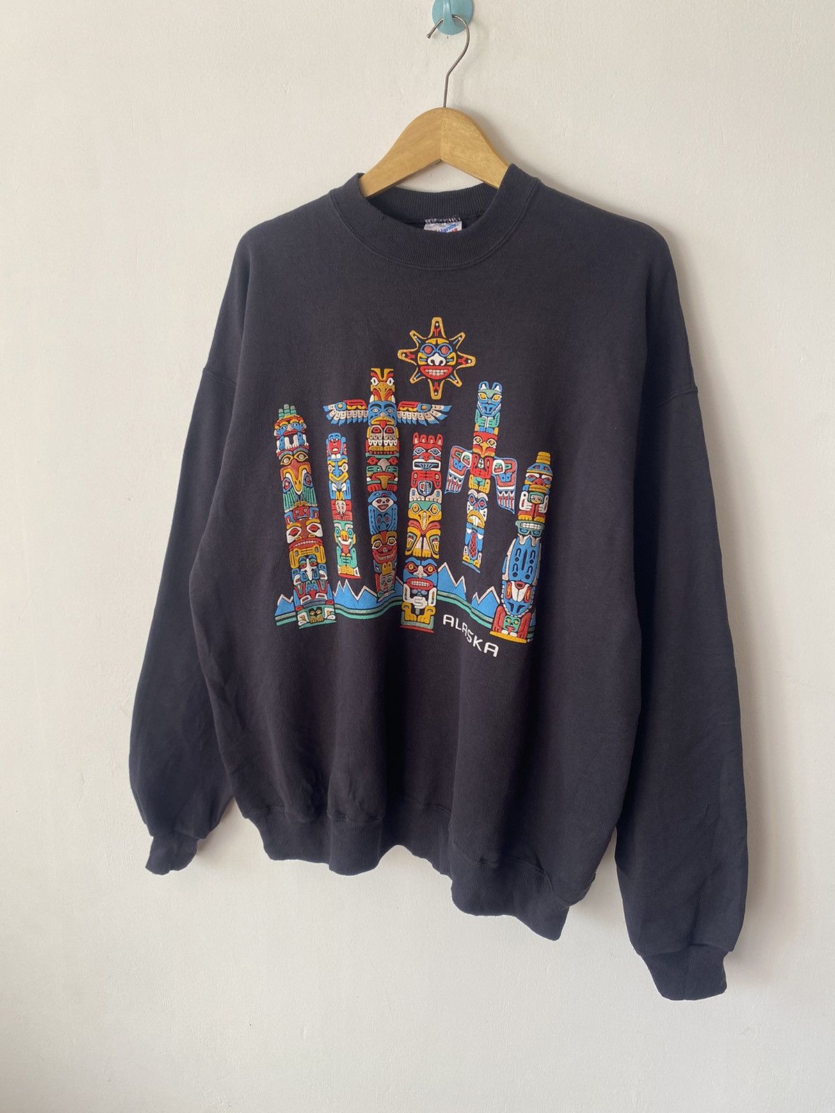 Hanes × Vintage Vintage Alaska Hanes 90s Voodo Glow Skull Crewneck Sunfaded Size US XXL / EU 58 / 5 - 2 Thumbnail