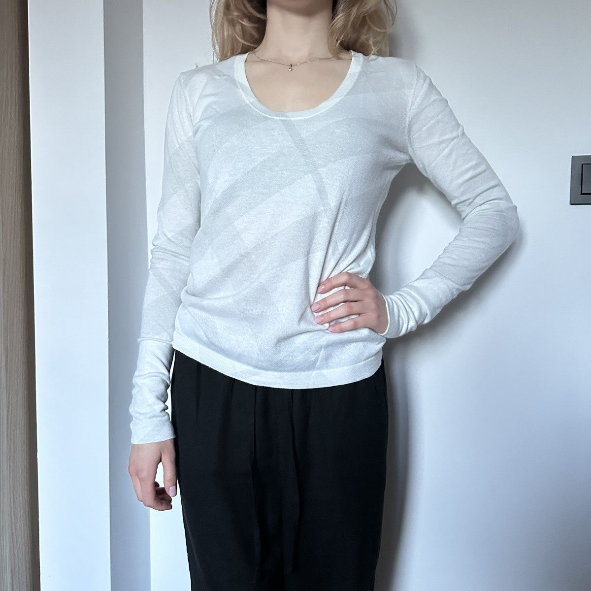Burberry Burberry Brit Silk Cashmere Blouse Long Sleeve M Nova Check Size M / US 6-8 / IT 42-44 - 1 Thumbnail