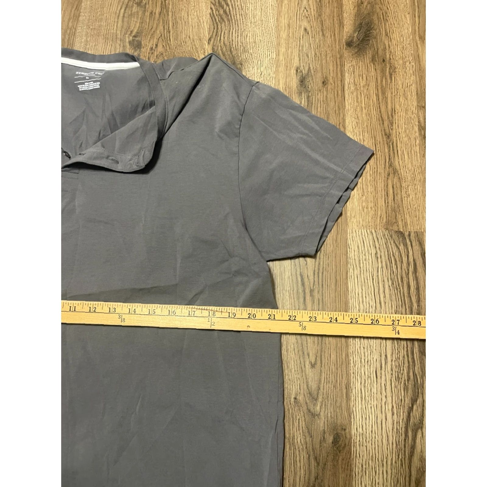 Kenneth Cole Kenneth Cole Shirt, Men's XL, Gray, 1/4 Buttons, Short Sleeve, T-Shirt, Regular, Solid, Men, NECK? Size US XL / EU 56 / 4 - 6 Thumbnail