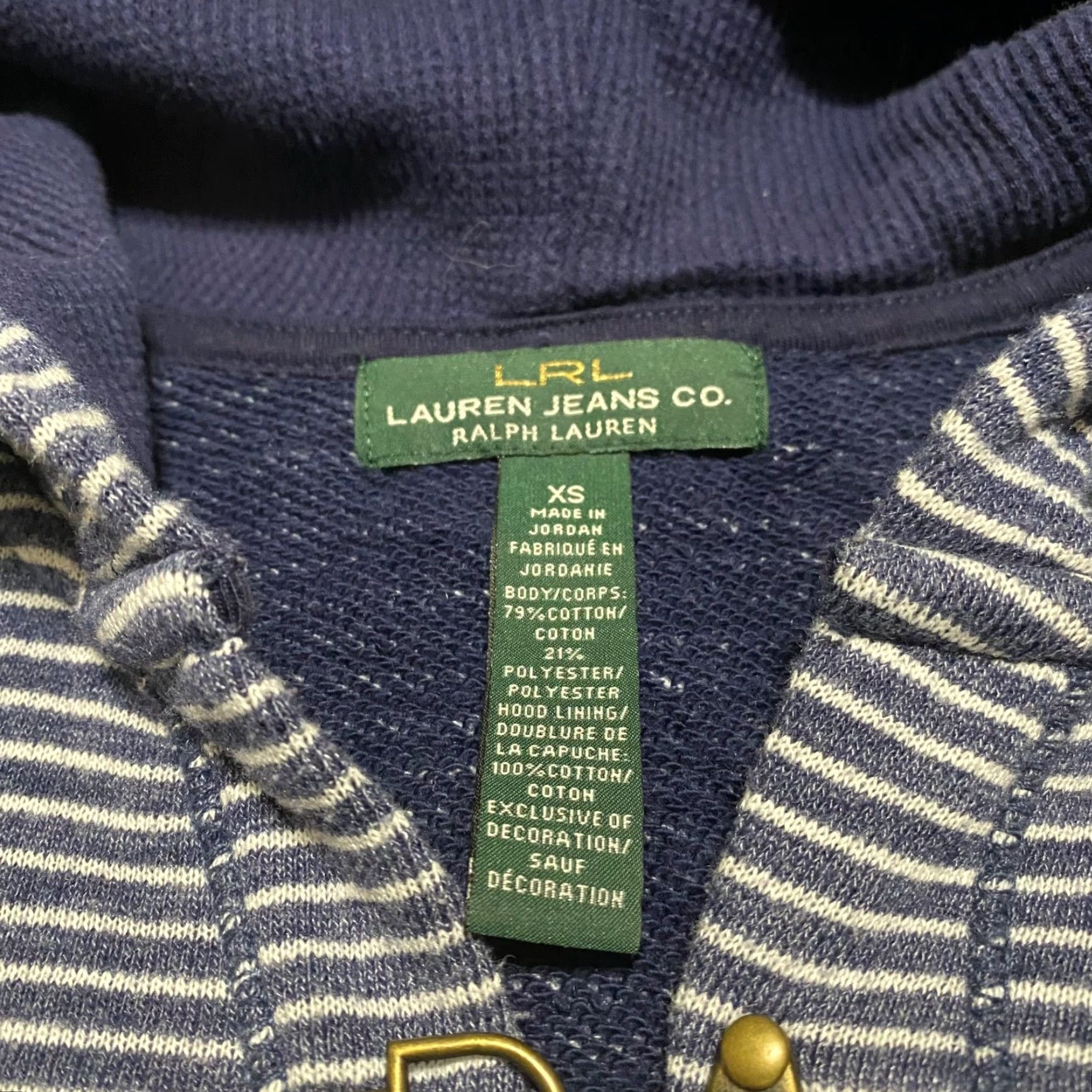Ralph Lauren Ralph Lauren Womens XS Hoodie Hooded Blue Striped Pockets Pullover Size XS / US 0-2 / IT 36-38 - 3 Thumbnail