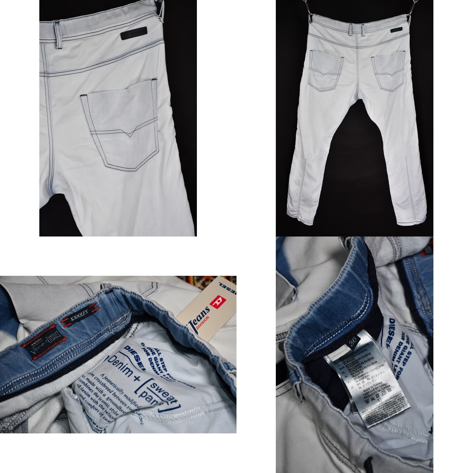 Diesel Diesel Krooley-NE Stretch Jogg Jeans Sweat Pants Men's W36 Jeans Gray 90%Cotton 8%Polyester 2%Elastane Classic Fit Size US 36 / EU 52 - 8 Thumbnail