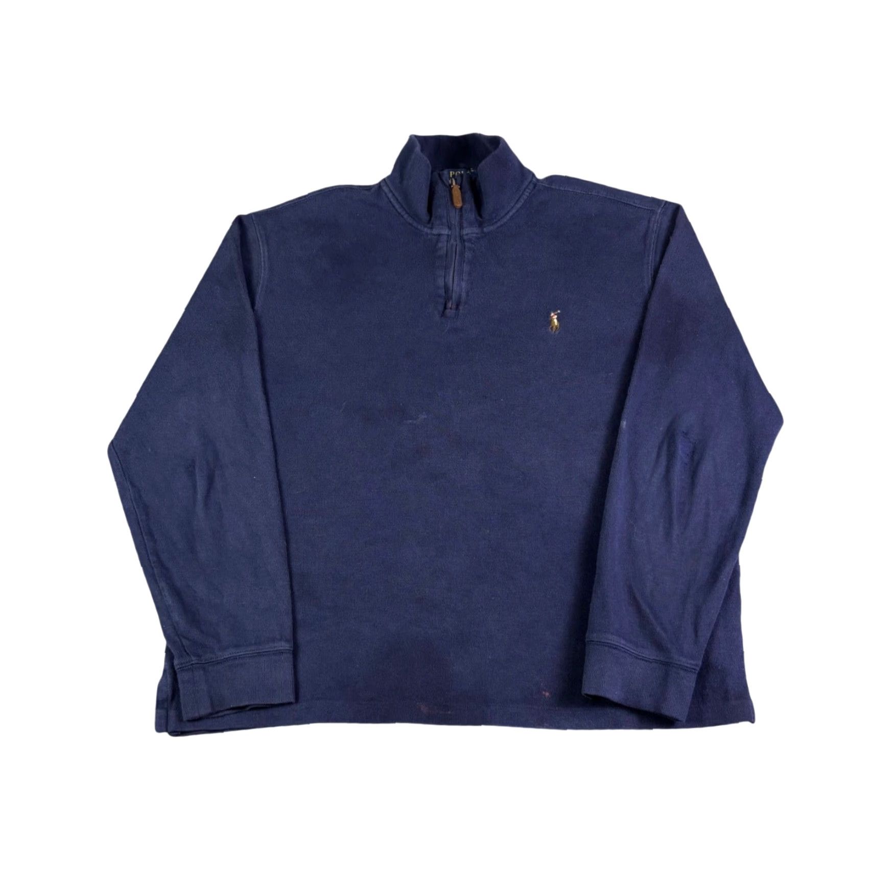 Polo Ralph Lauren Polo Ralph Lauren Estate Rib Quarter Zip Pullover Navy Blue Mens L Pullover Sweater Size US L / EU 52-54 / 3 - 2 Thumbnail