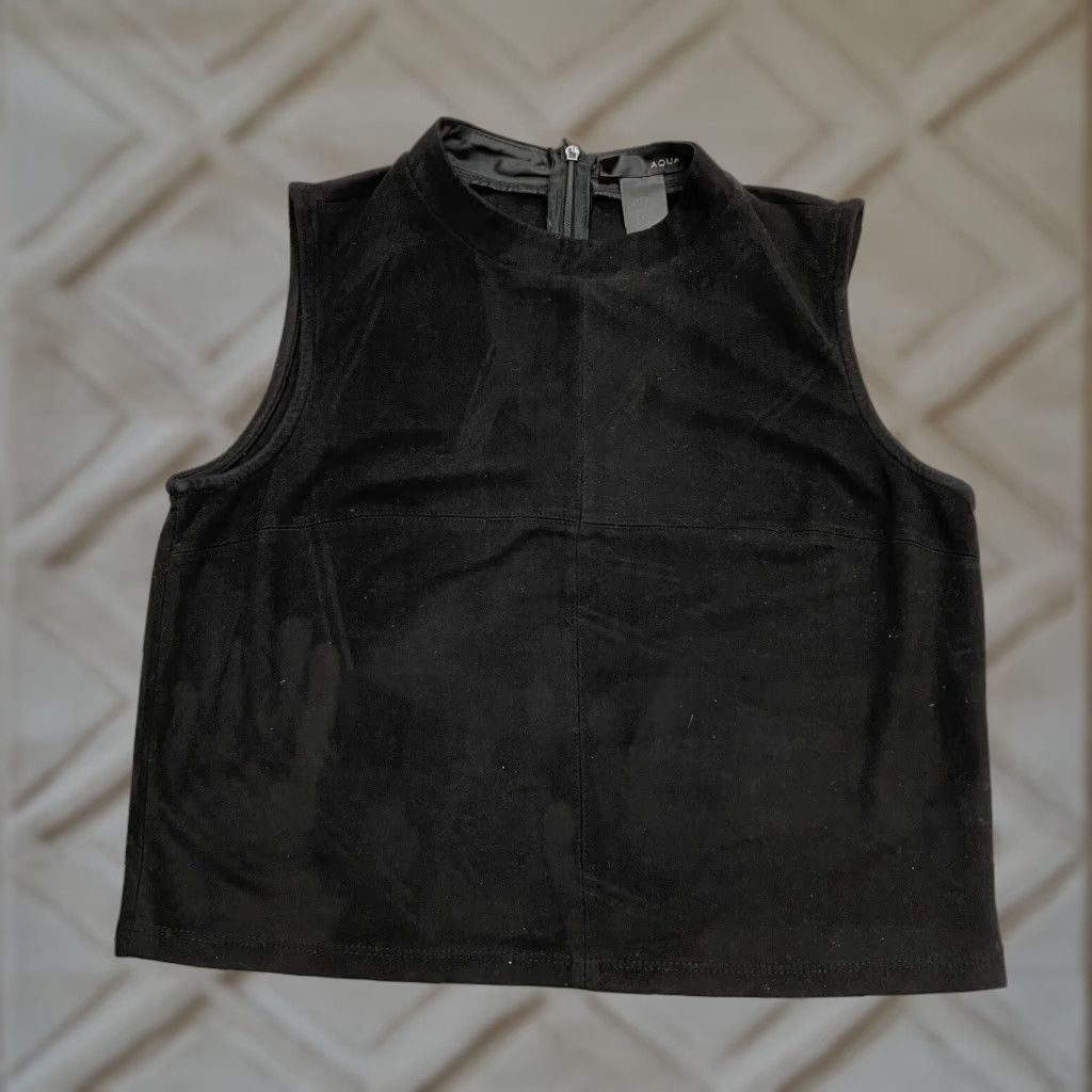 AQUA Aqua Blouse Womens Small Black Sleeveless Mock Neck Zip Zipper Classic Solid Size S / US 4 / IT 40 - 1 Thumbnail